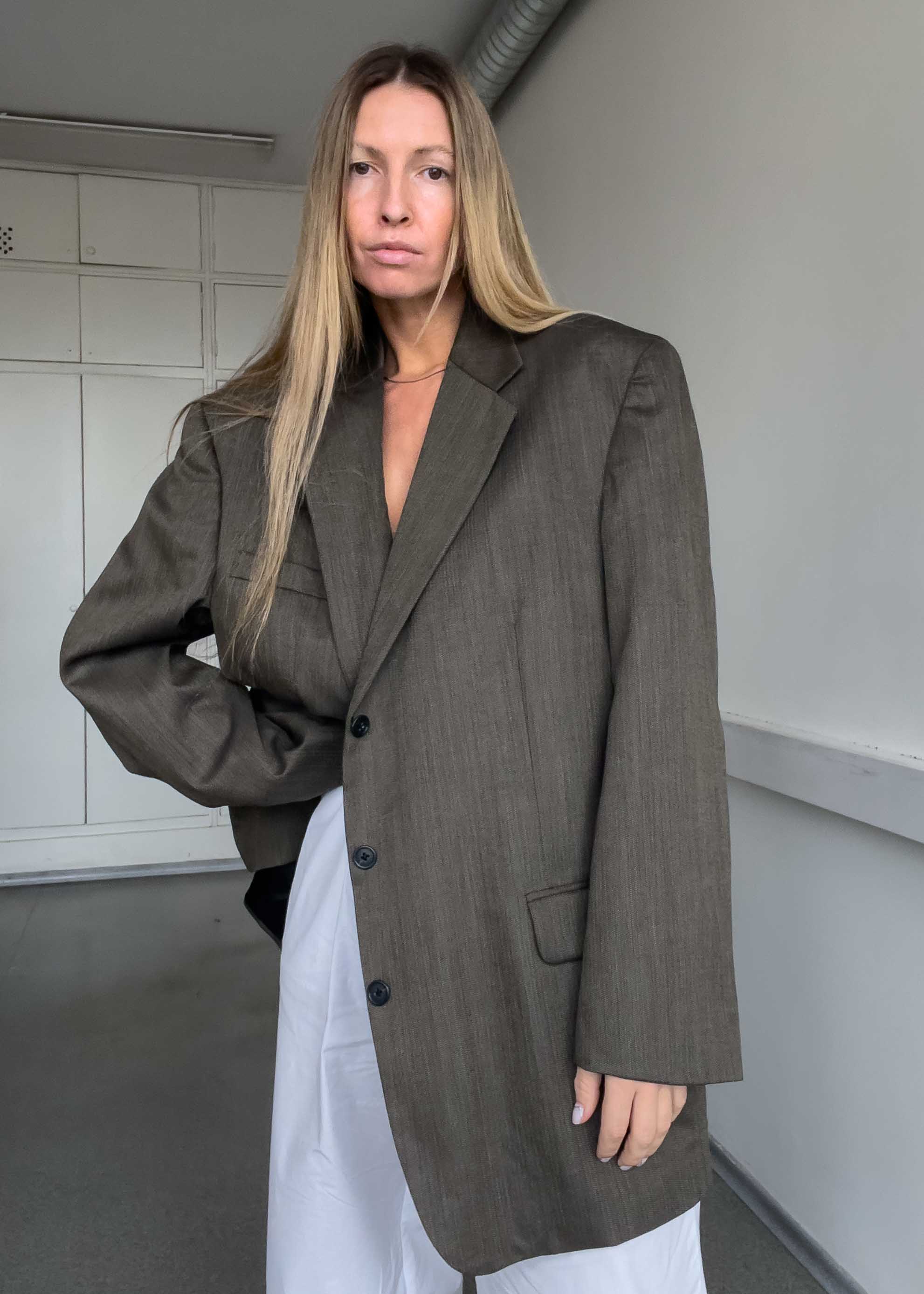 Vintage Khaki Oversized Blazer