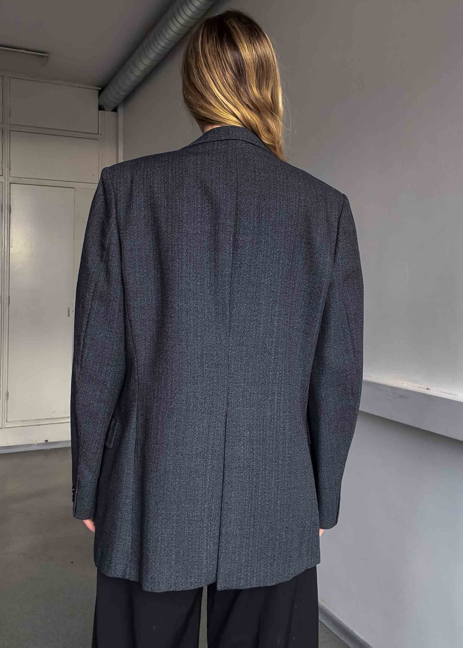 Vintage Grey Patterned Oversized Blazer