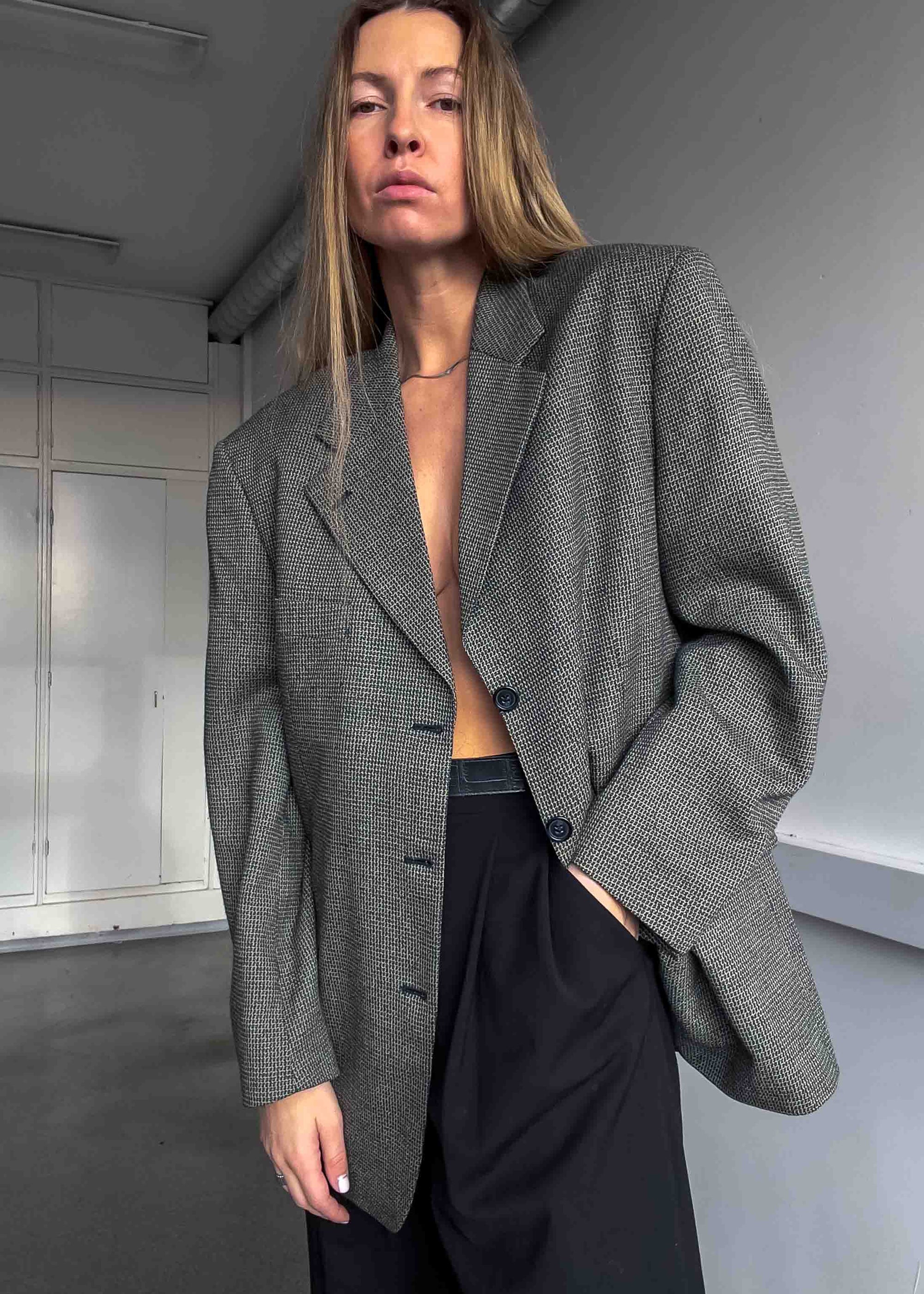 Vintage Patterned Oversized Blazer