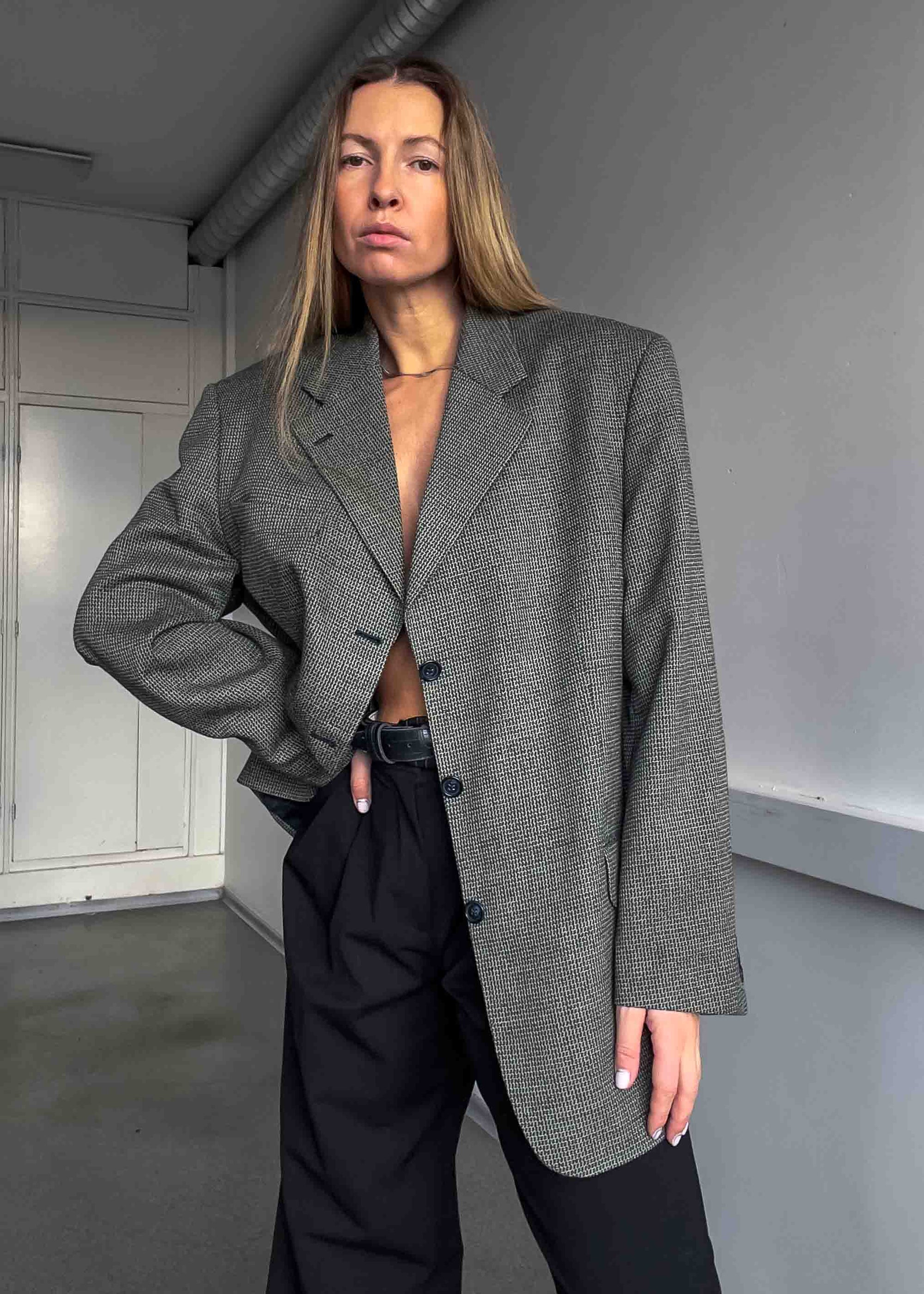 Vintage Patterned Oversized Blazer