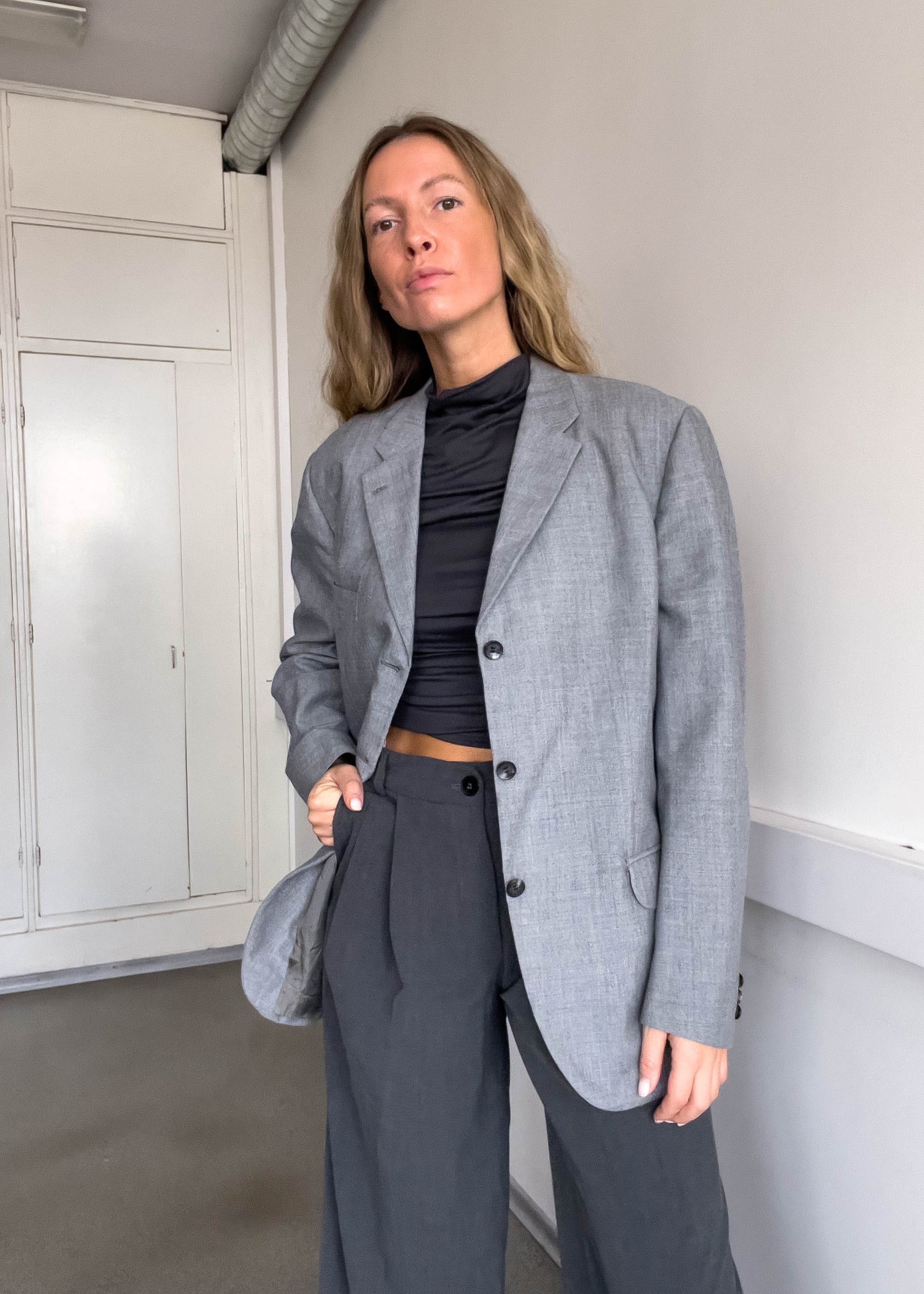 Vintage Light Grey Oversized Blazer