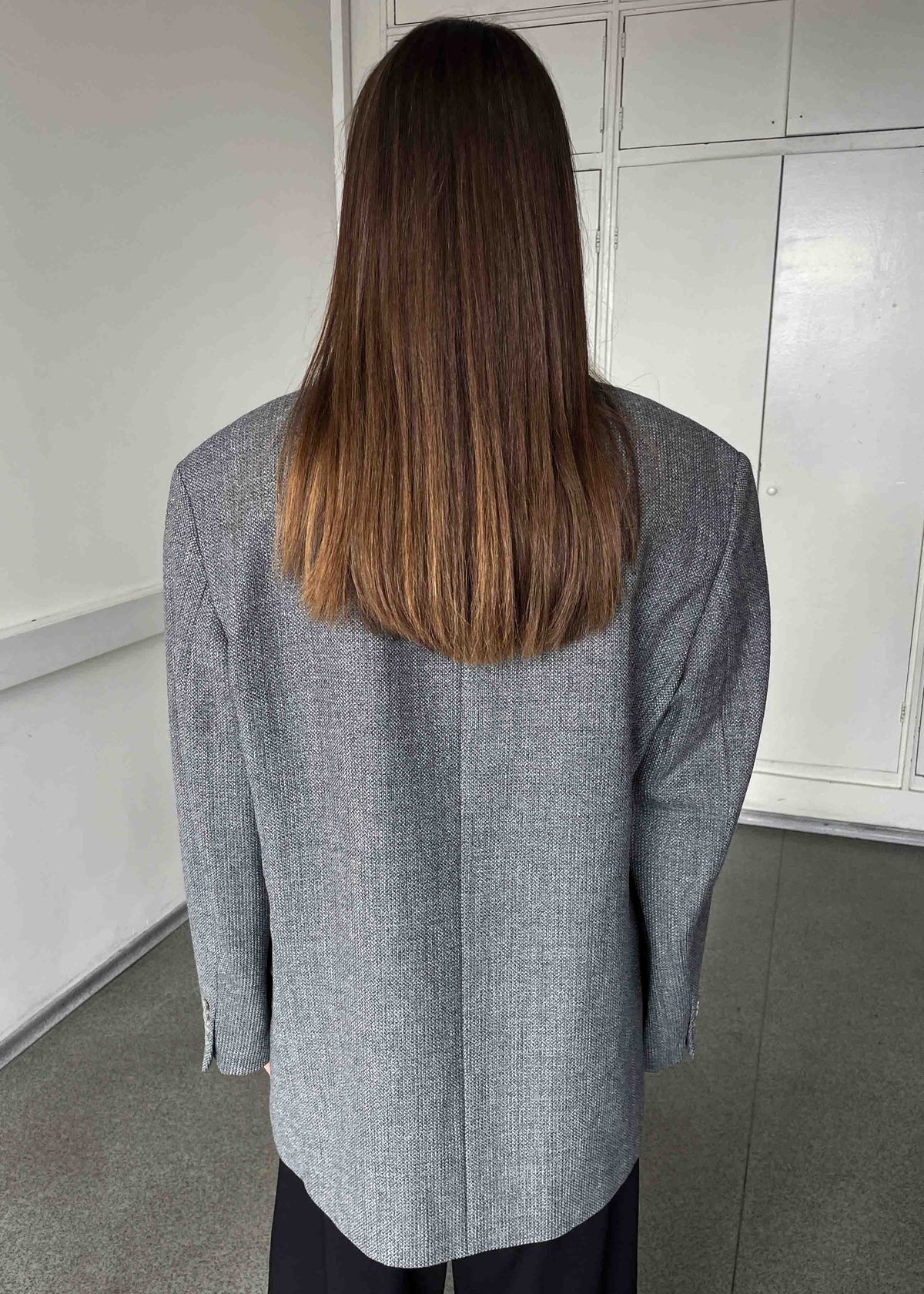 Vintage Light Grey Patterned Oversized 100% WOOL Blazer