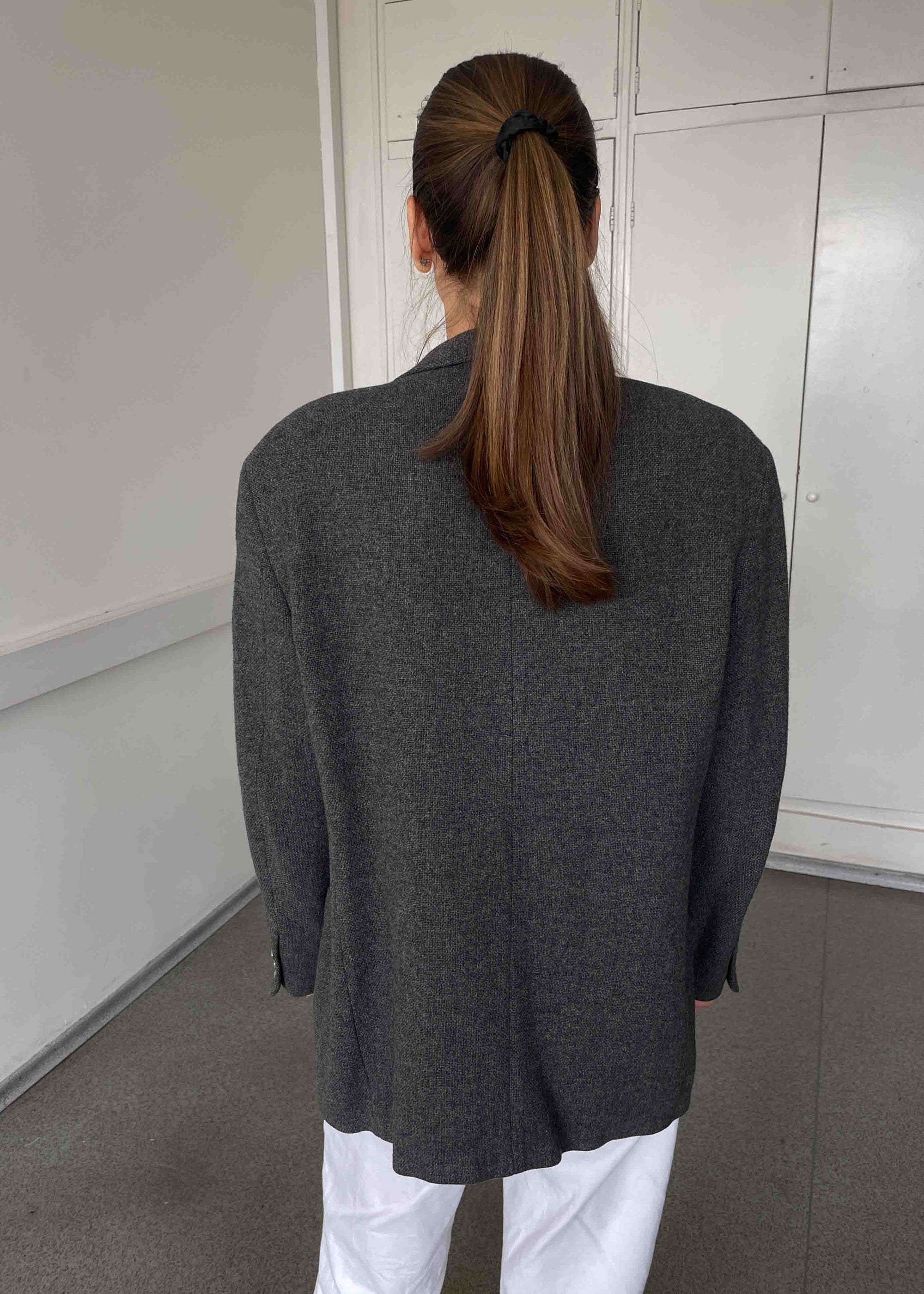 Vintage Grey Patterned Oversized Blazer