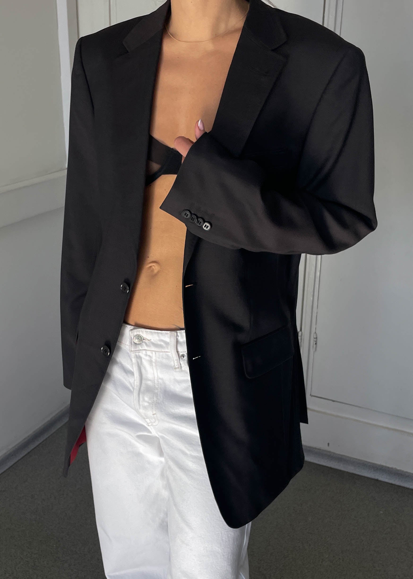 Vintage Dark Brown Oversized 100% WOOL Blazer