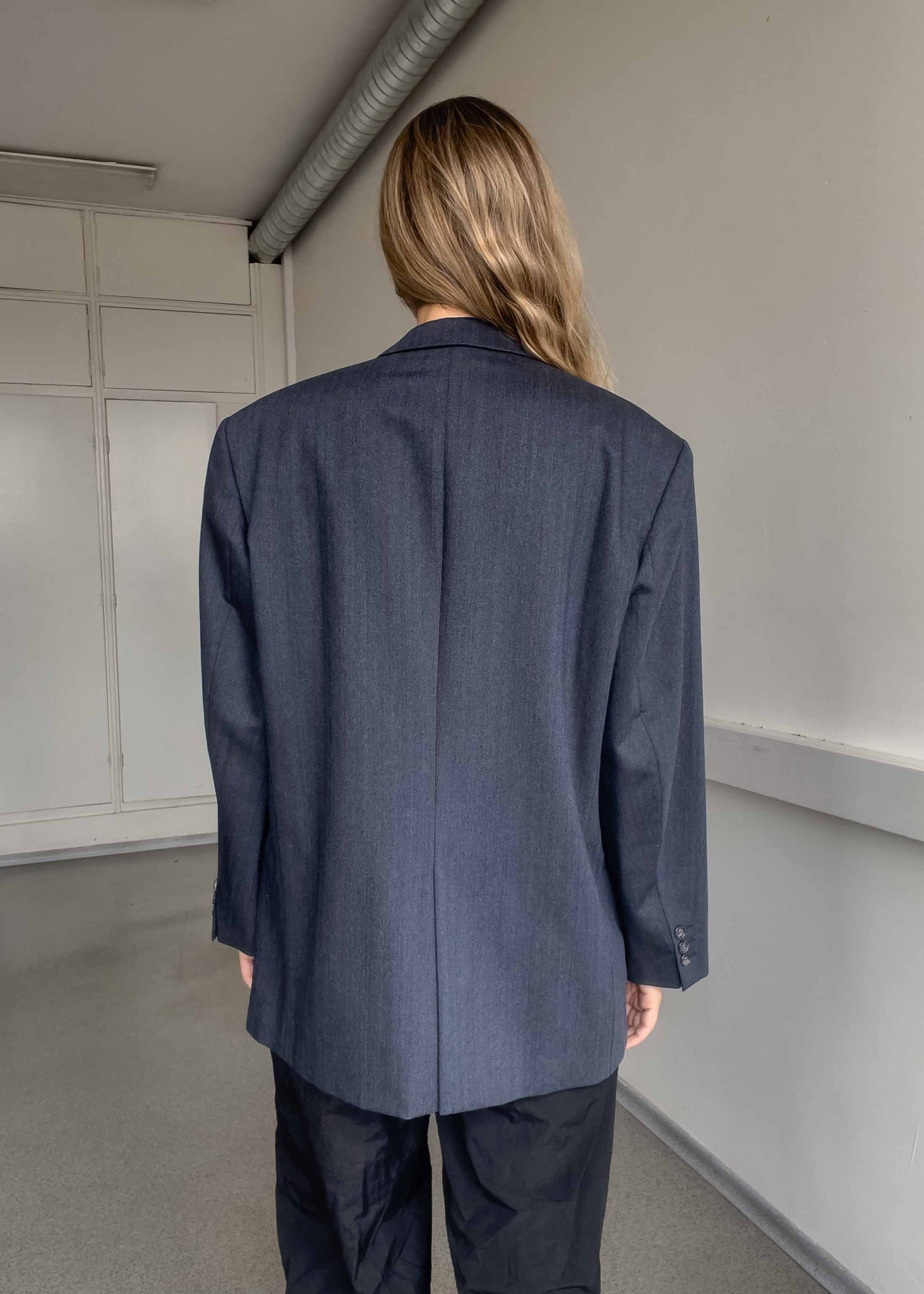 Vintage Blue Stripy Oversized Blazer