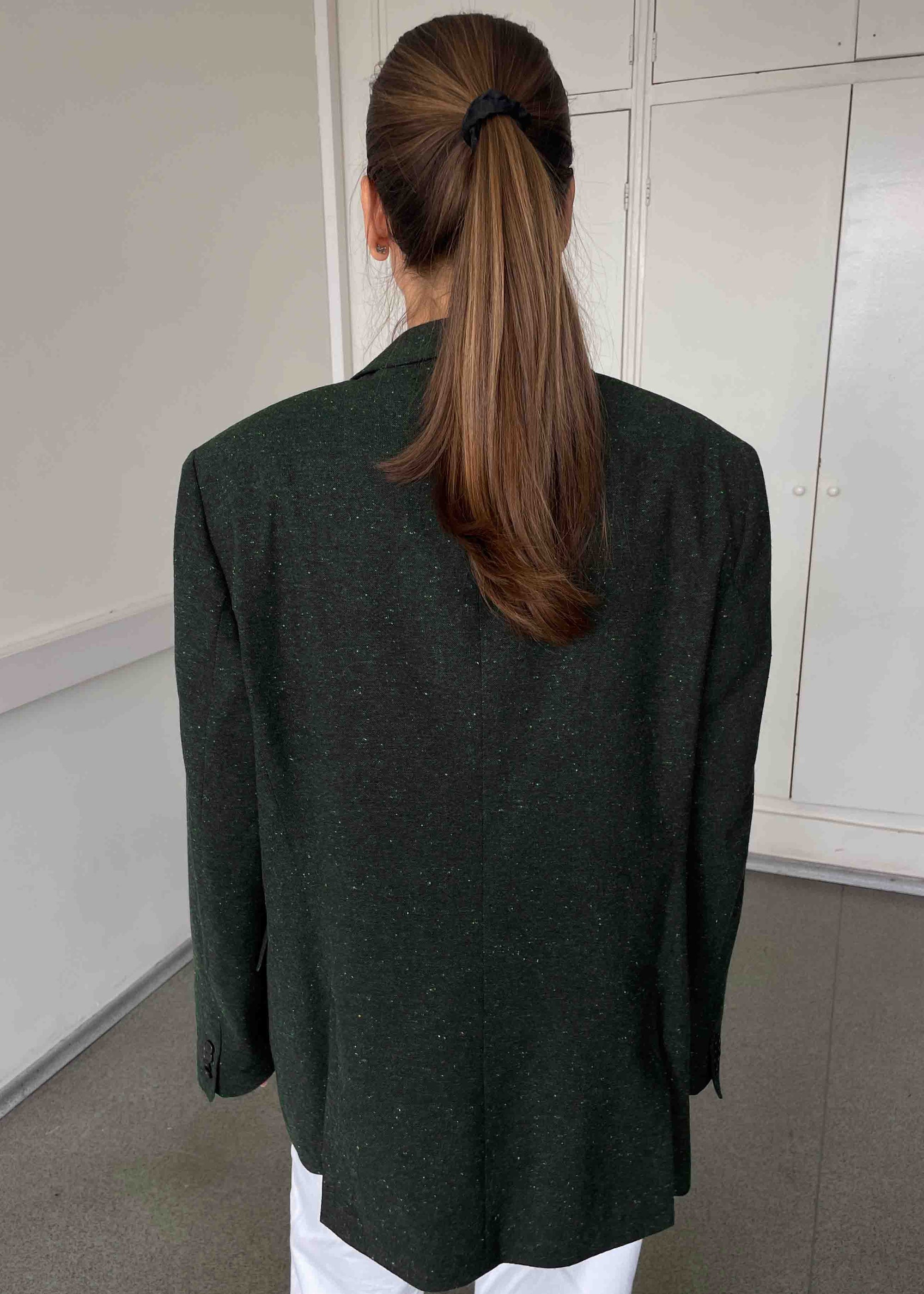 Vintage Dark Green Patterned Oversized Blazer