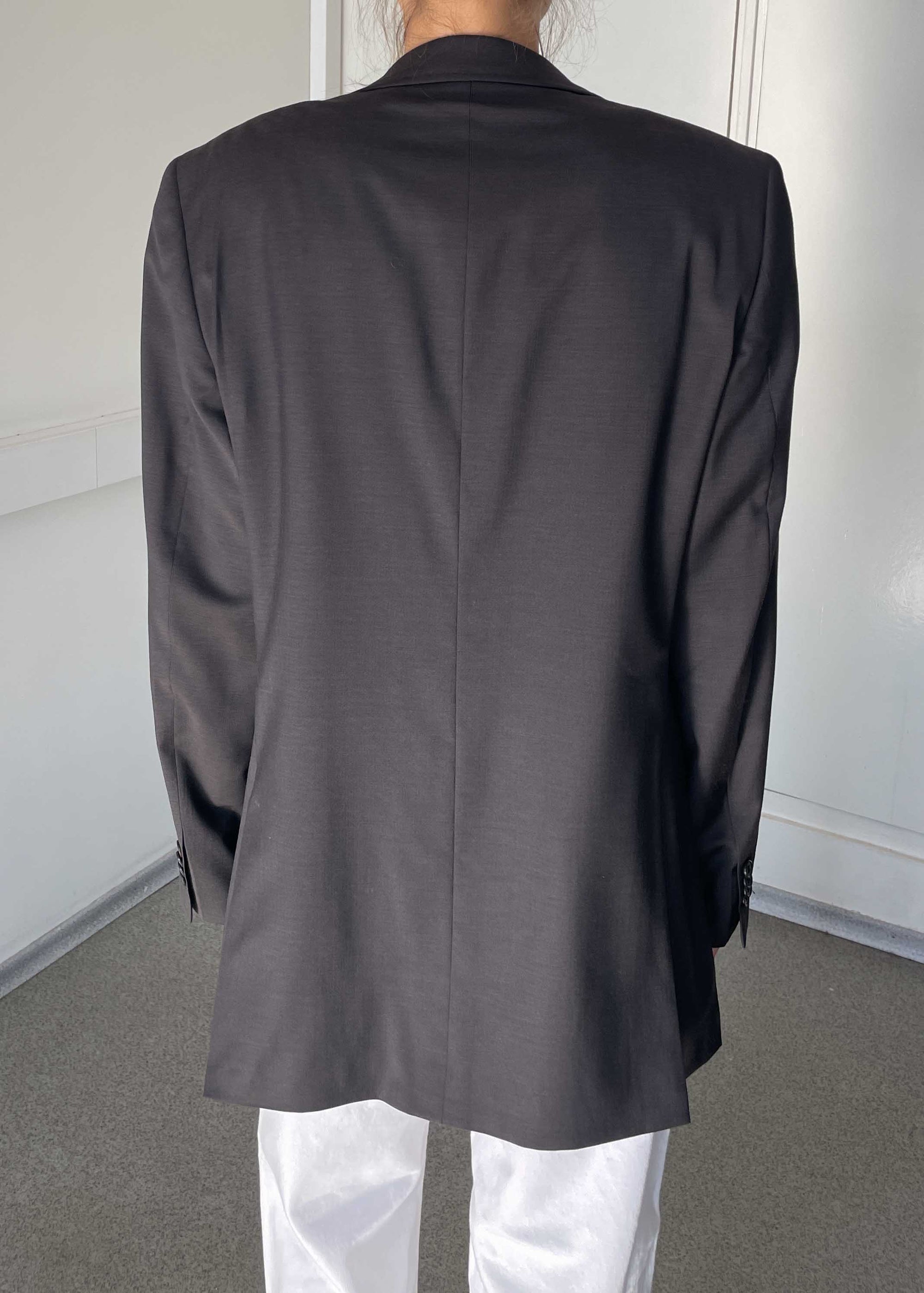 Vintage Dark Brown Oversized 100% WOOL Blazer