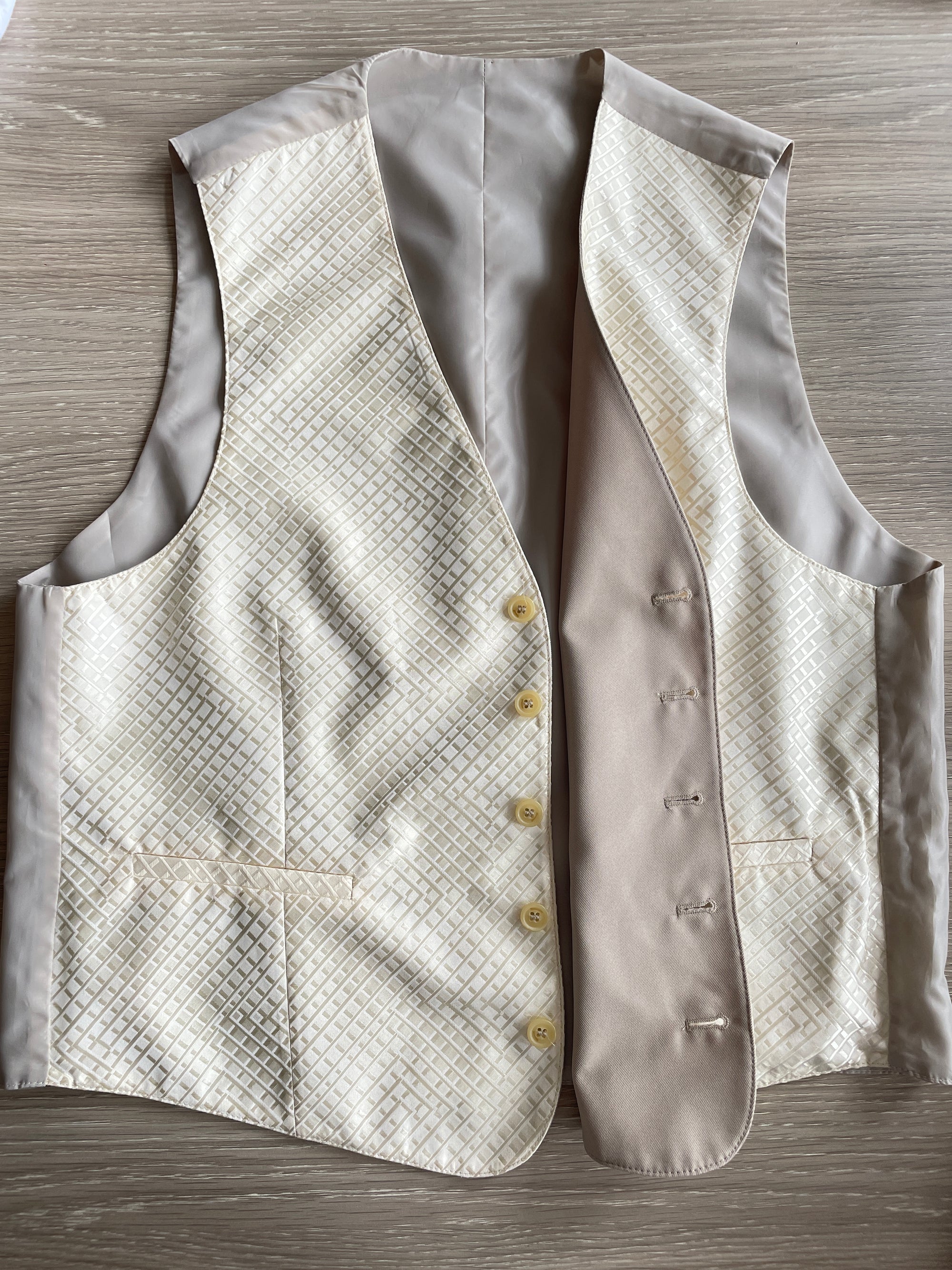 Vintage Beige Reversible Oversized Vest