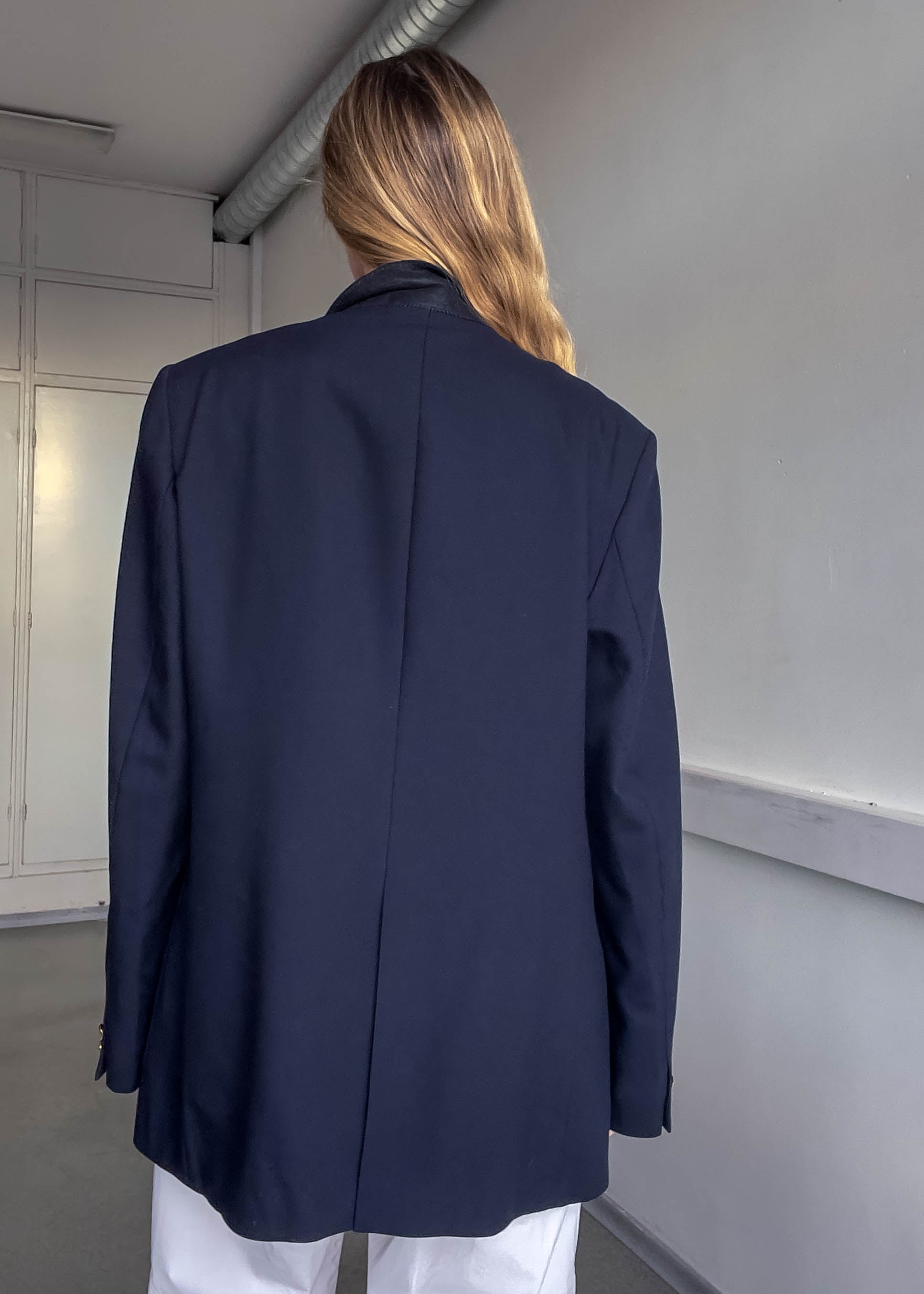 Vintage Navy Blue Oversized Blazer