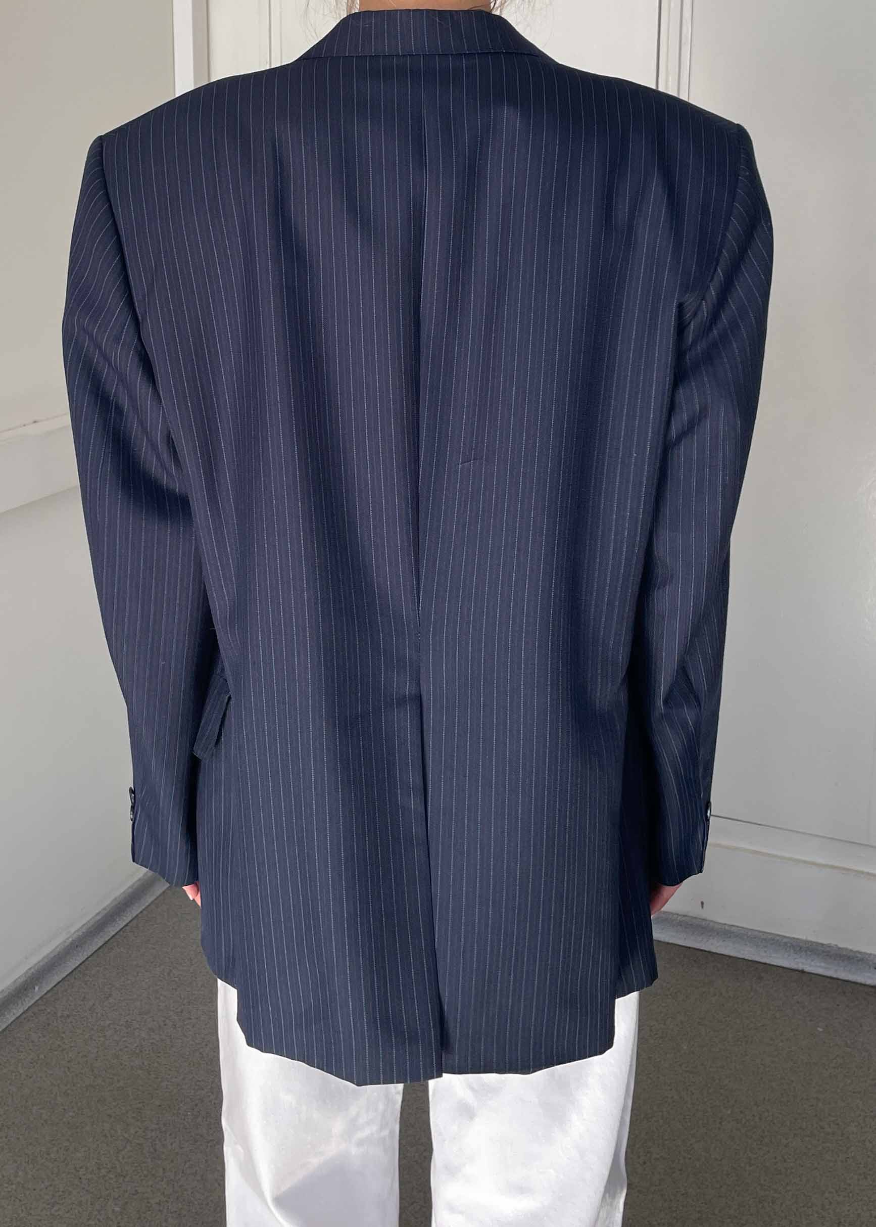 Vintage Blue Stripy Oversized Blazer