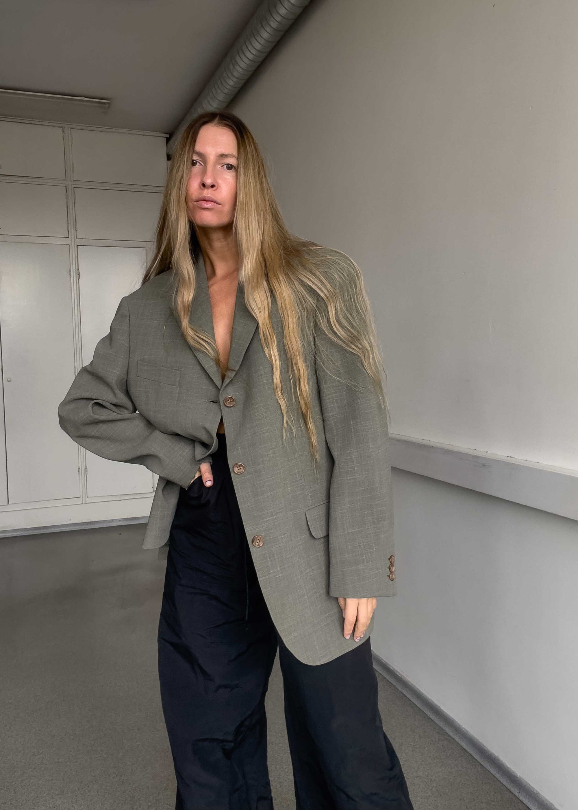 Vintage Grey Oversized Blazer