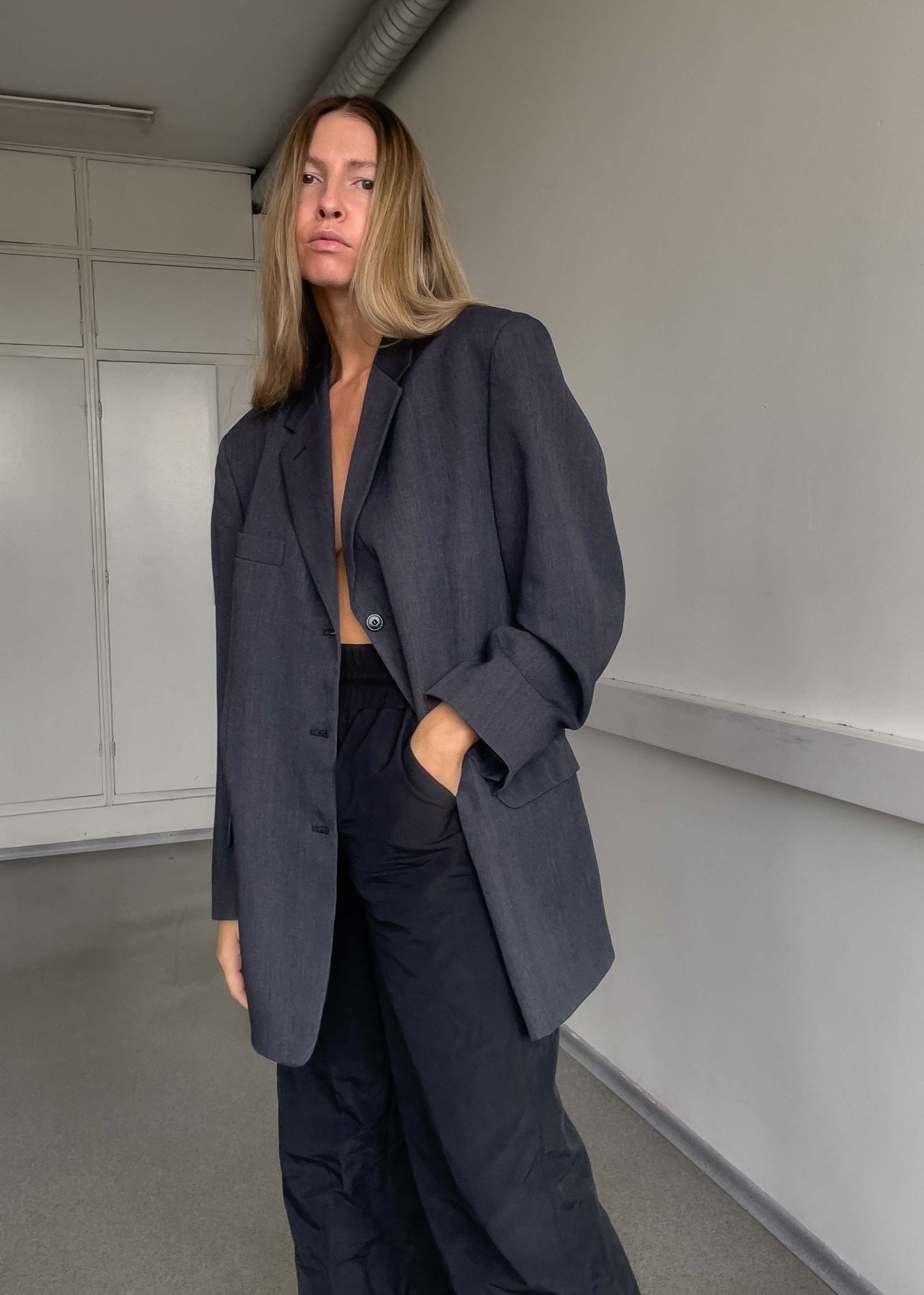 Vintage Grey Oversized Blazer