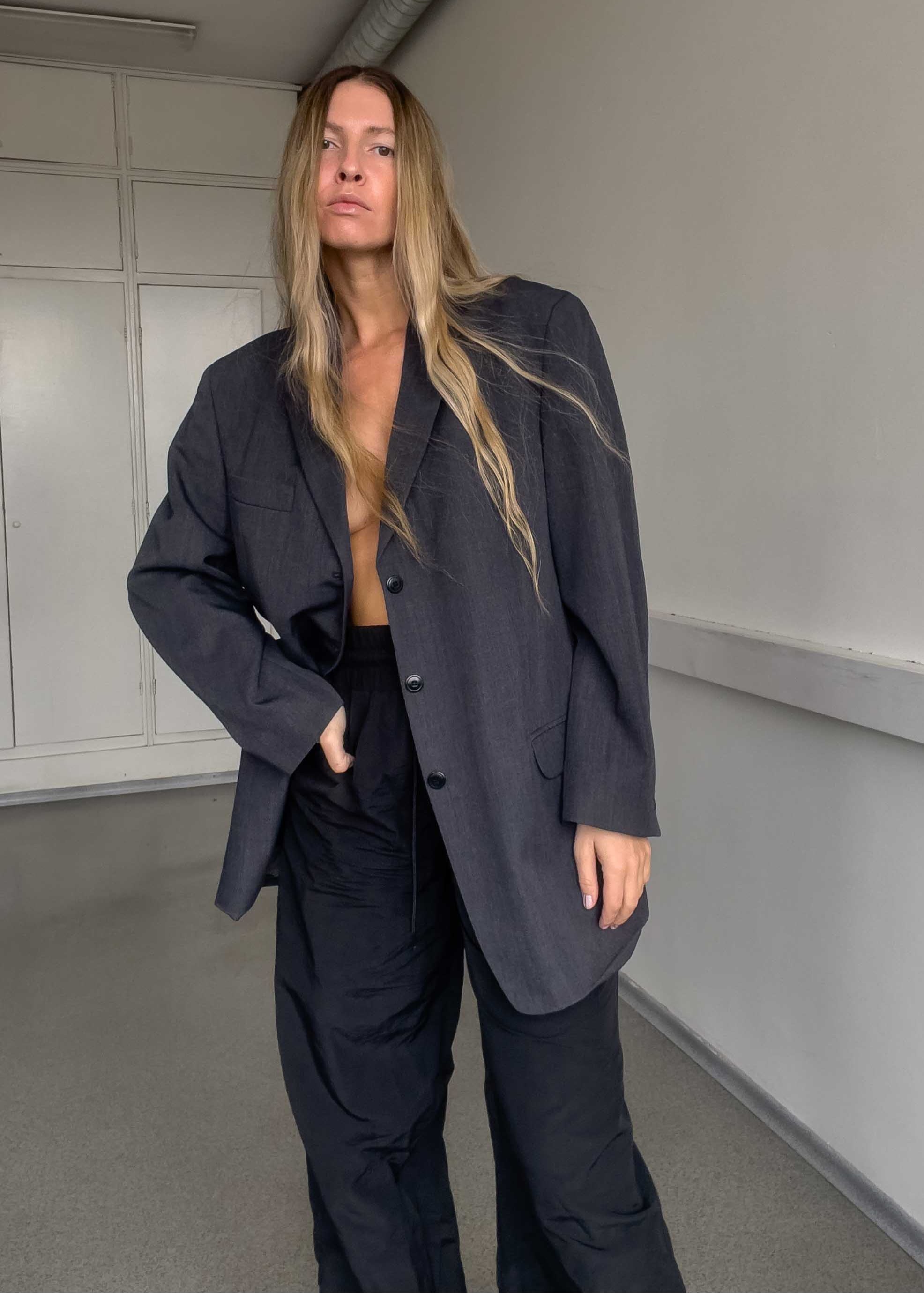 Vintage Grey Oversized Blazer