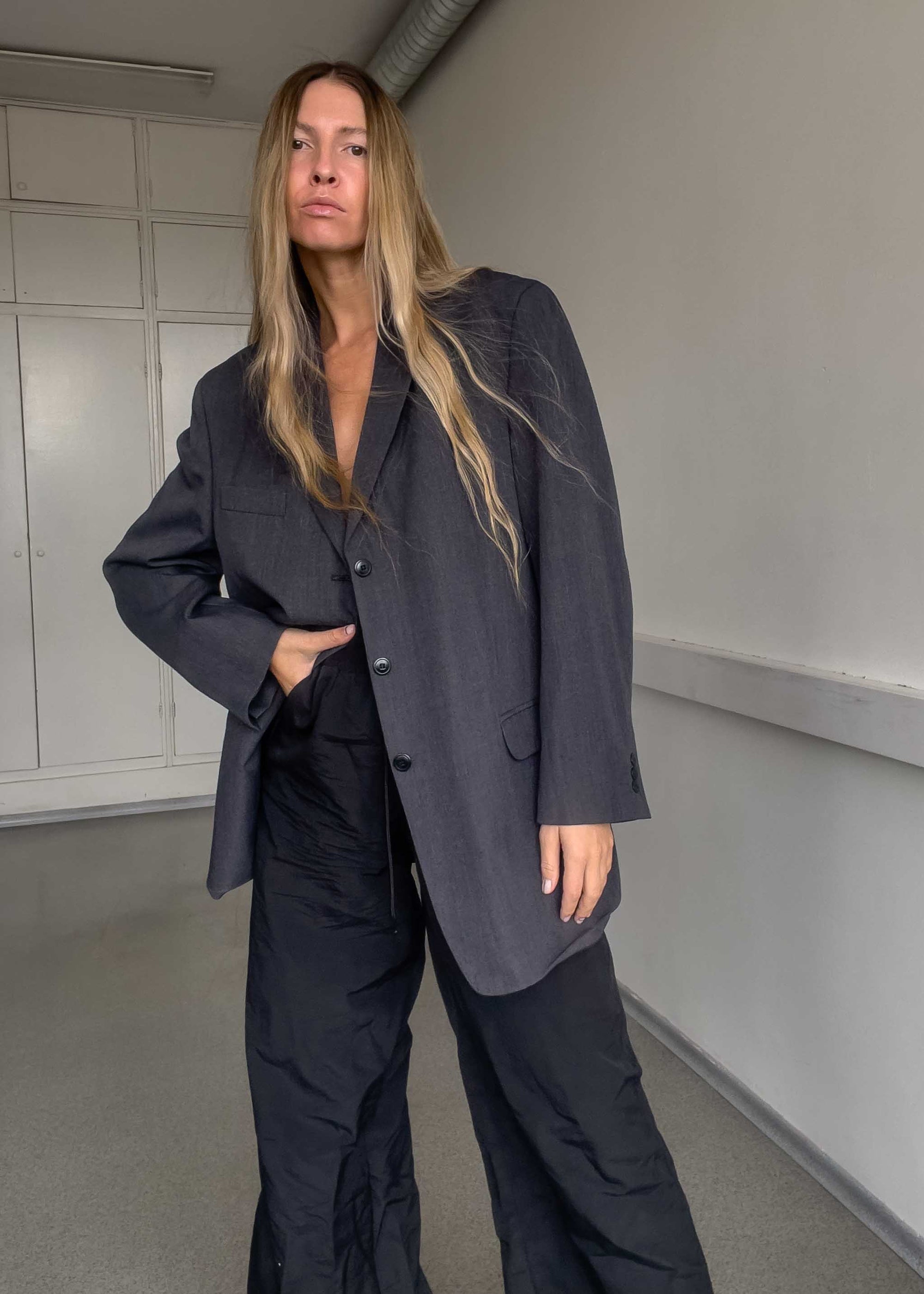 Vintage Grey Oversized Blazer