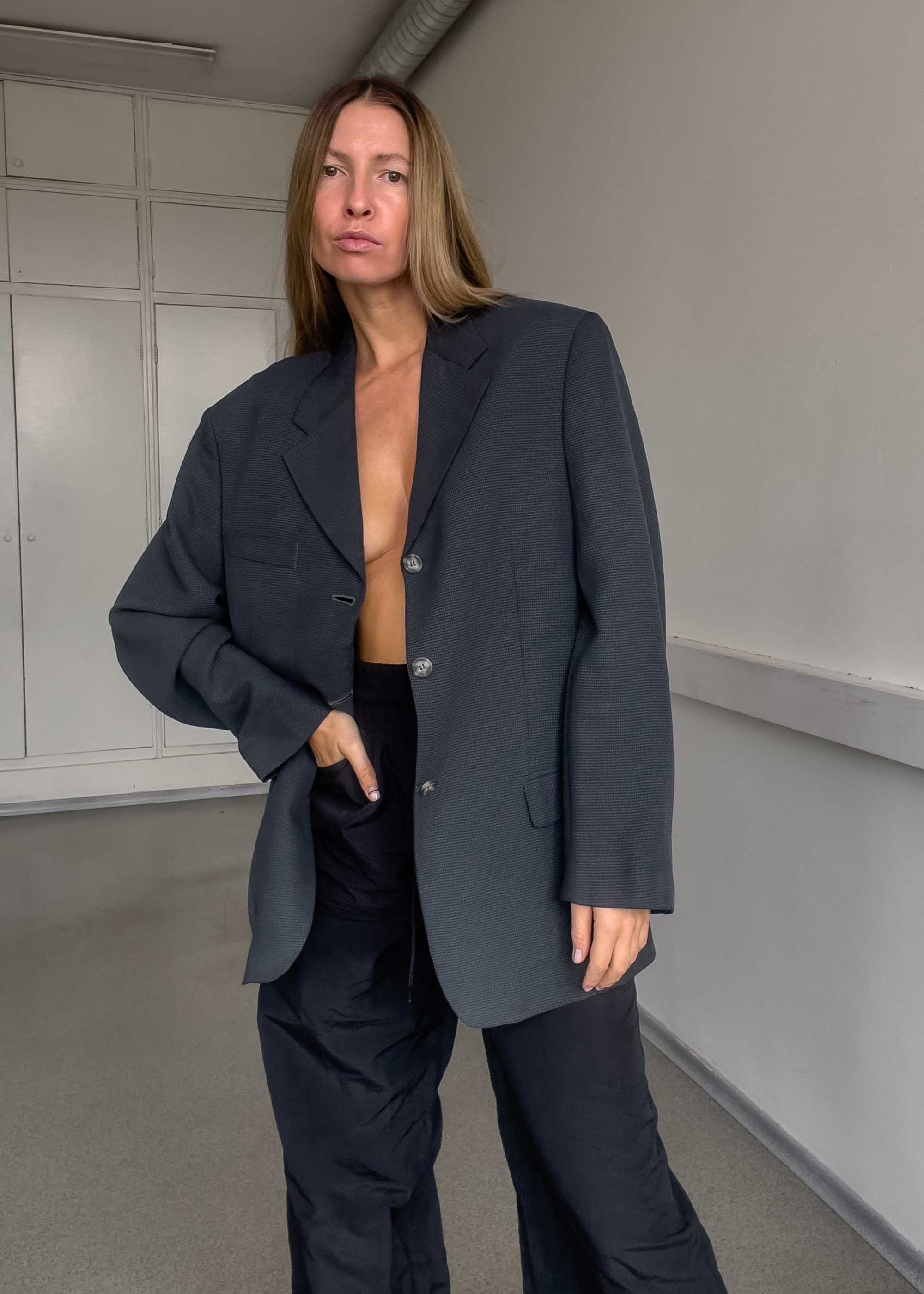 Vintage Grey Oversized Blazer