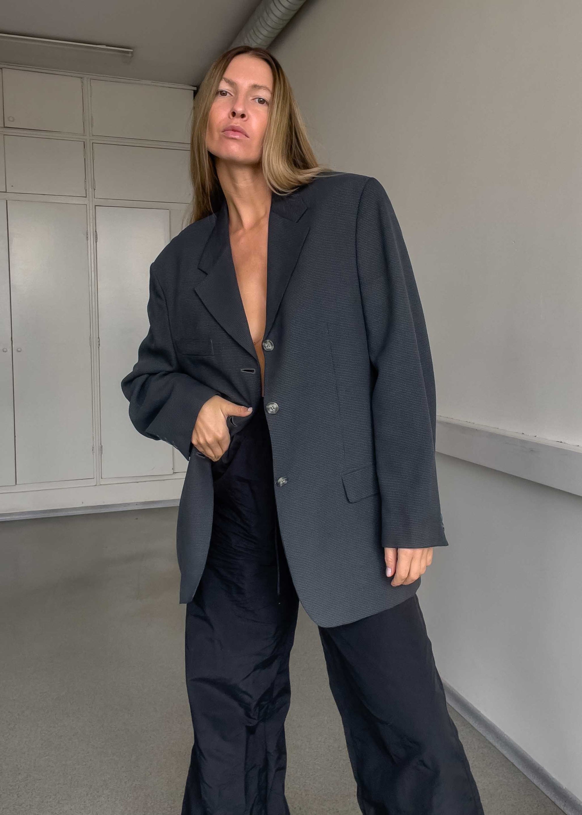 Vintage Grey Oversized Blazer