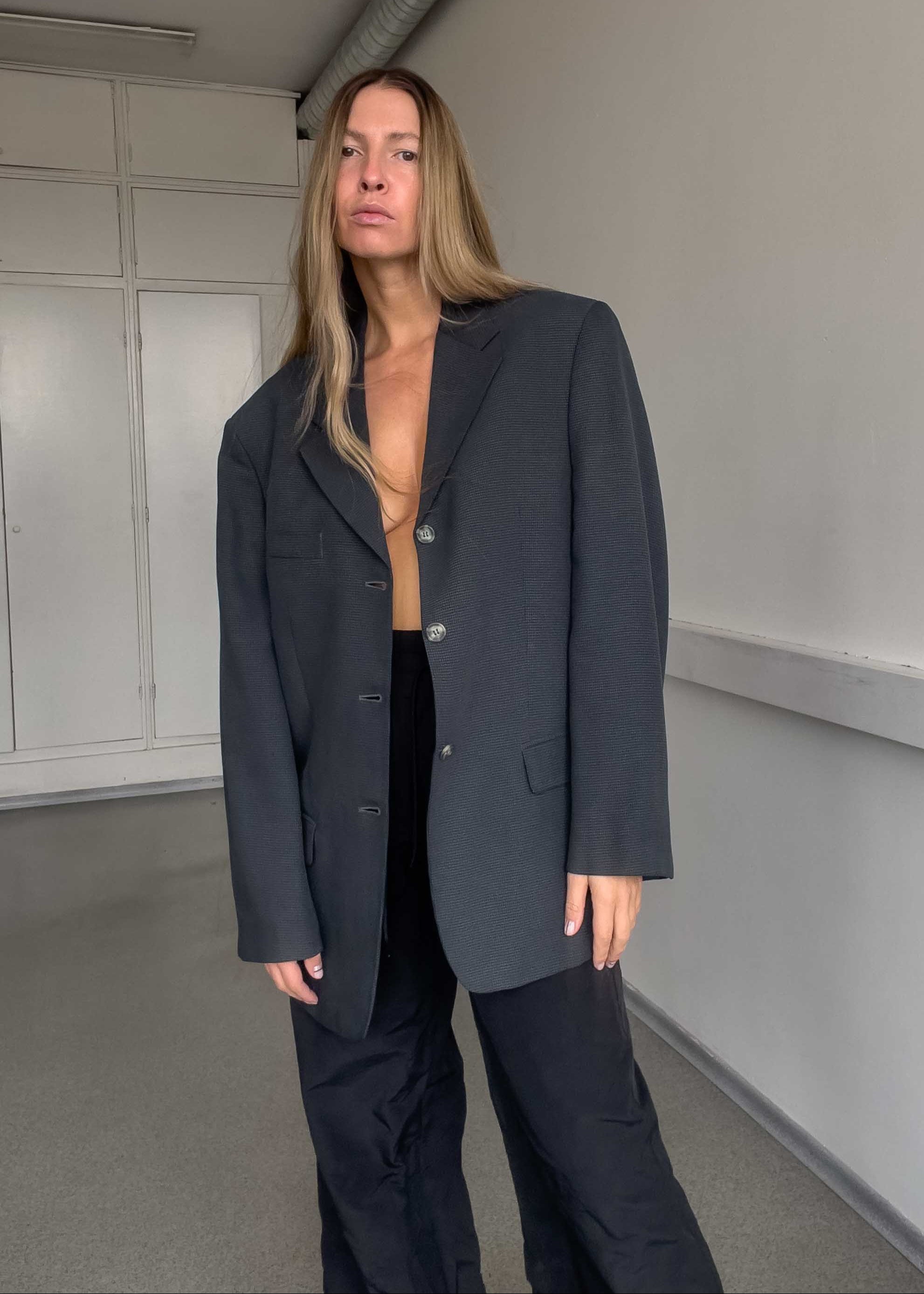Vintage Grey Oversized Blazer