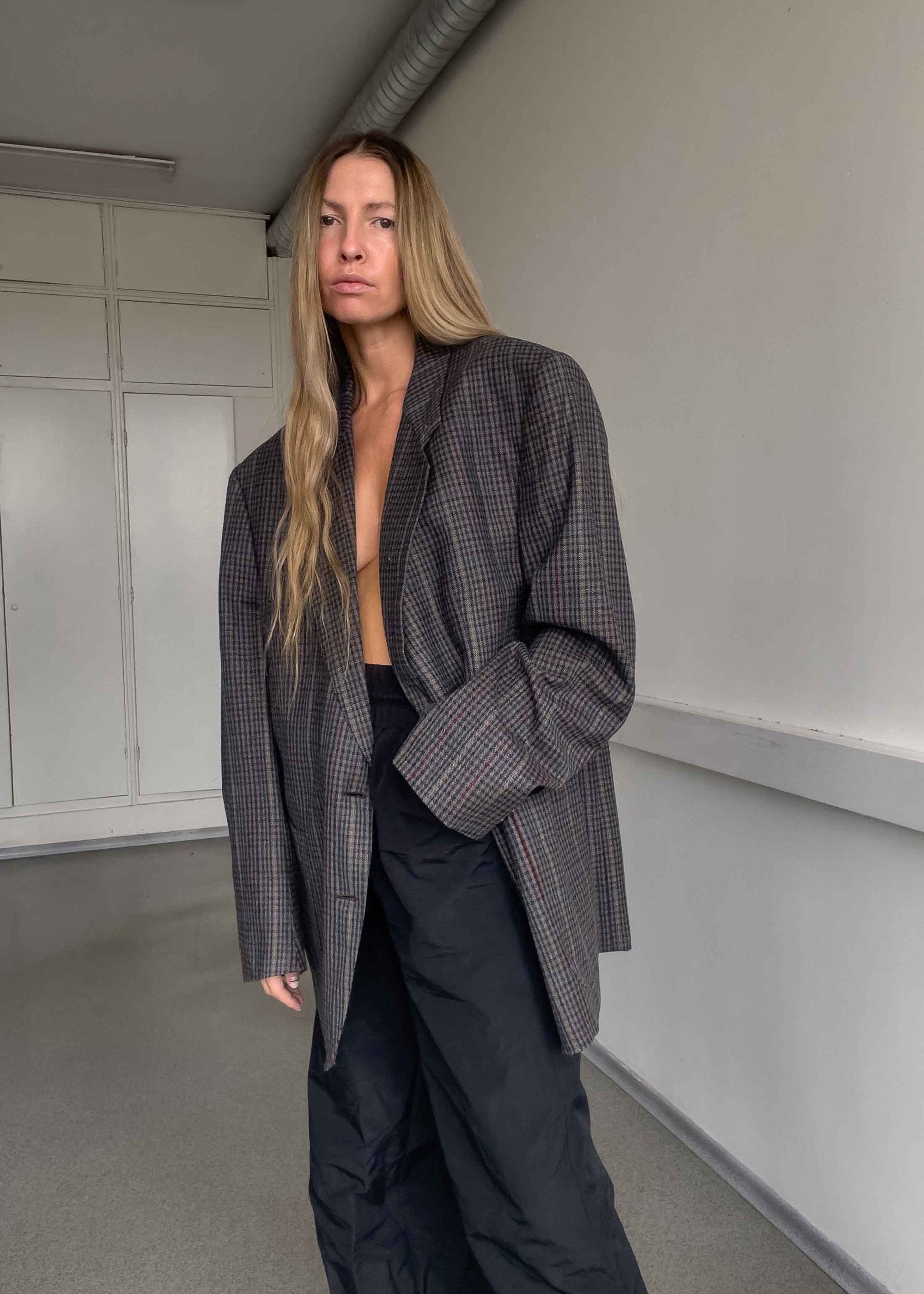 Vintage Checked Oversized Blazer