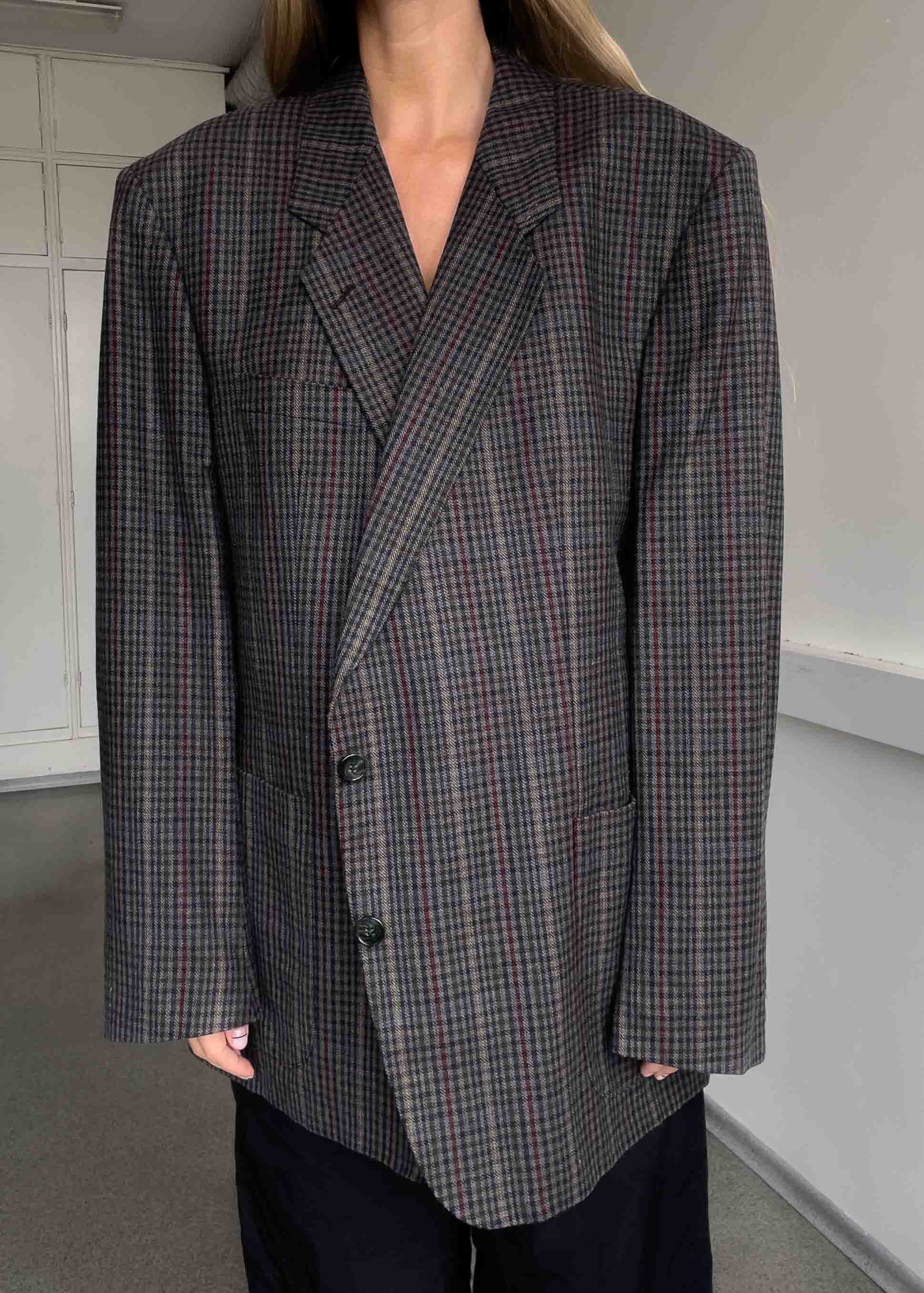 Vintage Checked Oversized Blazer