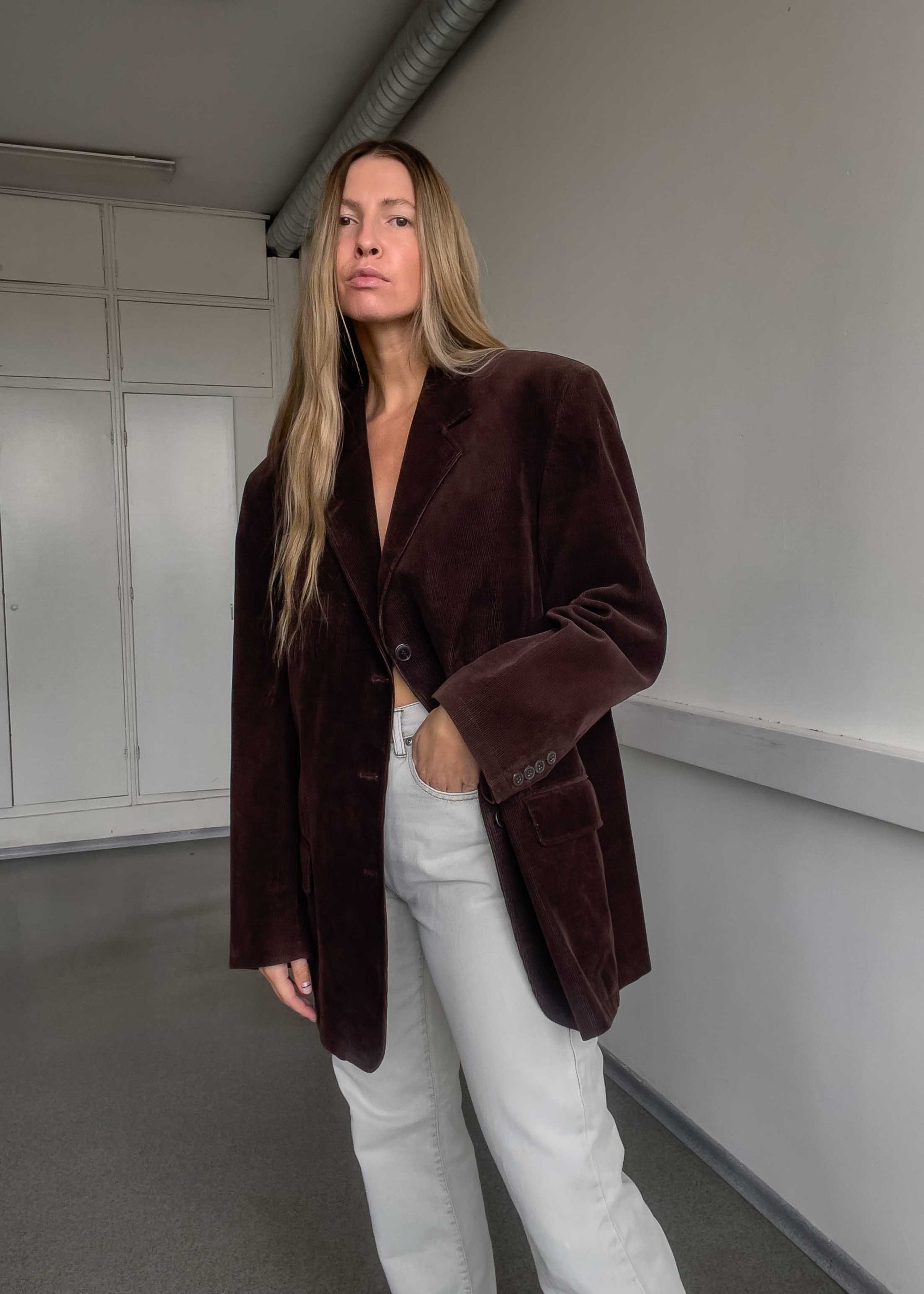 Vintage Brown Oversized Corduroy Blazer