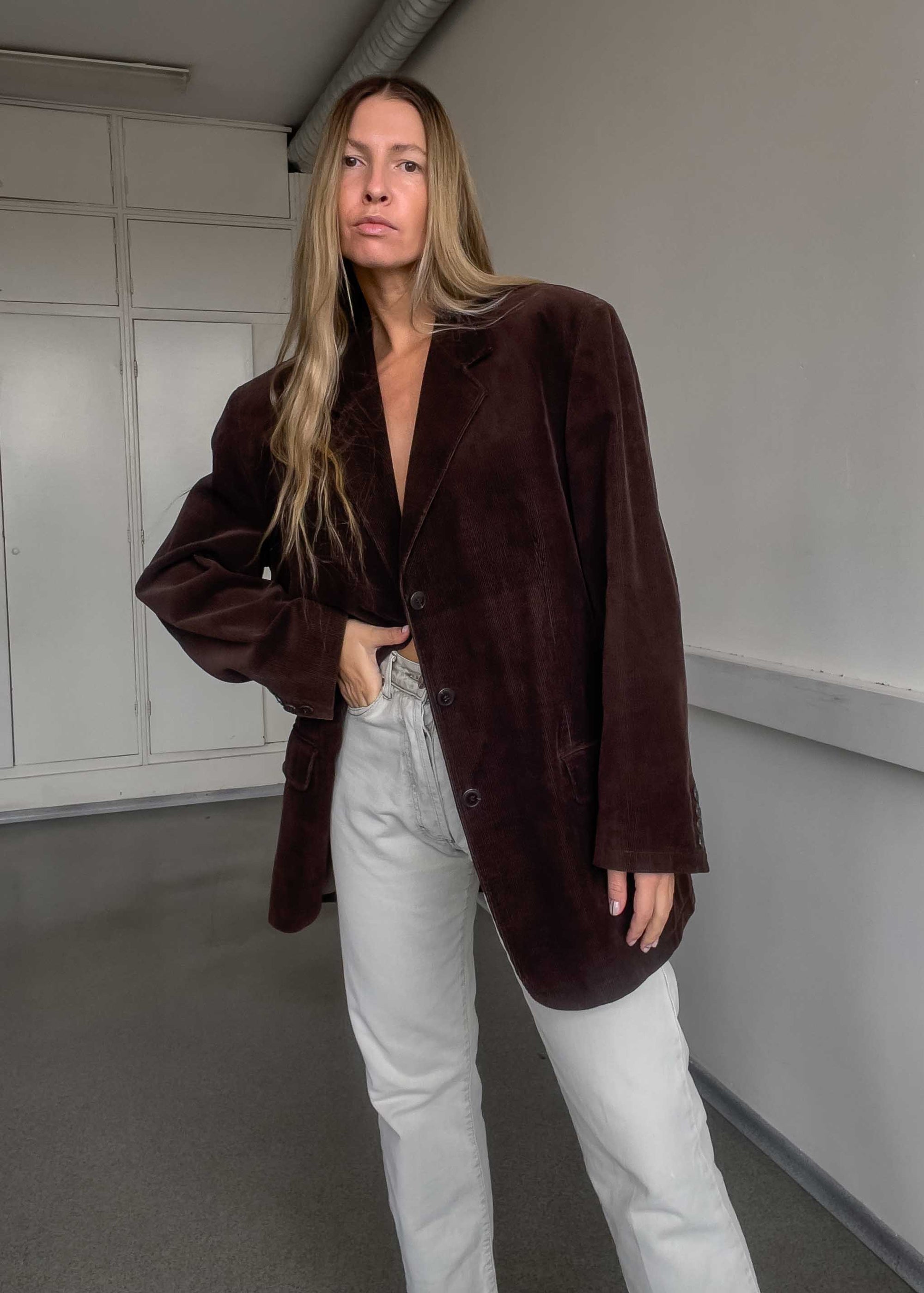 Vintage Brown Oversized Corduroy Blazer