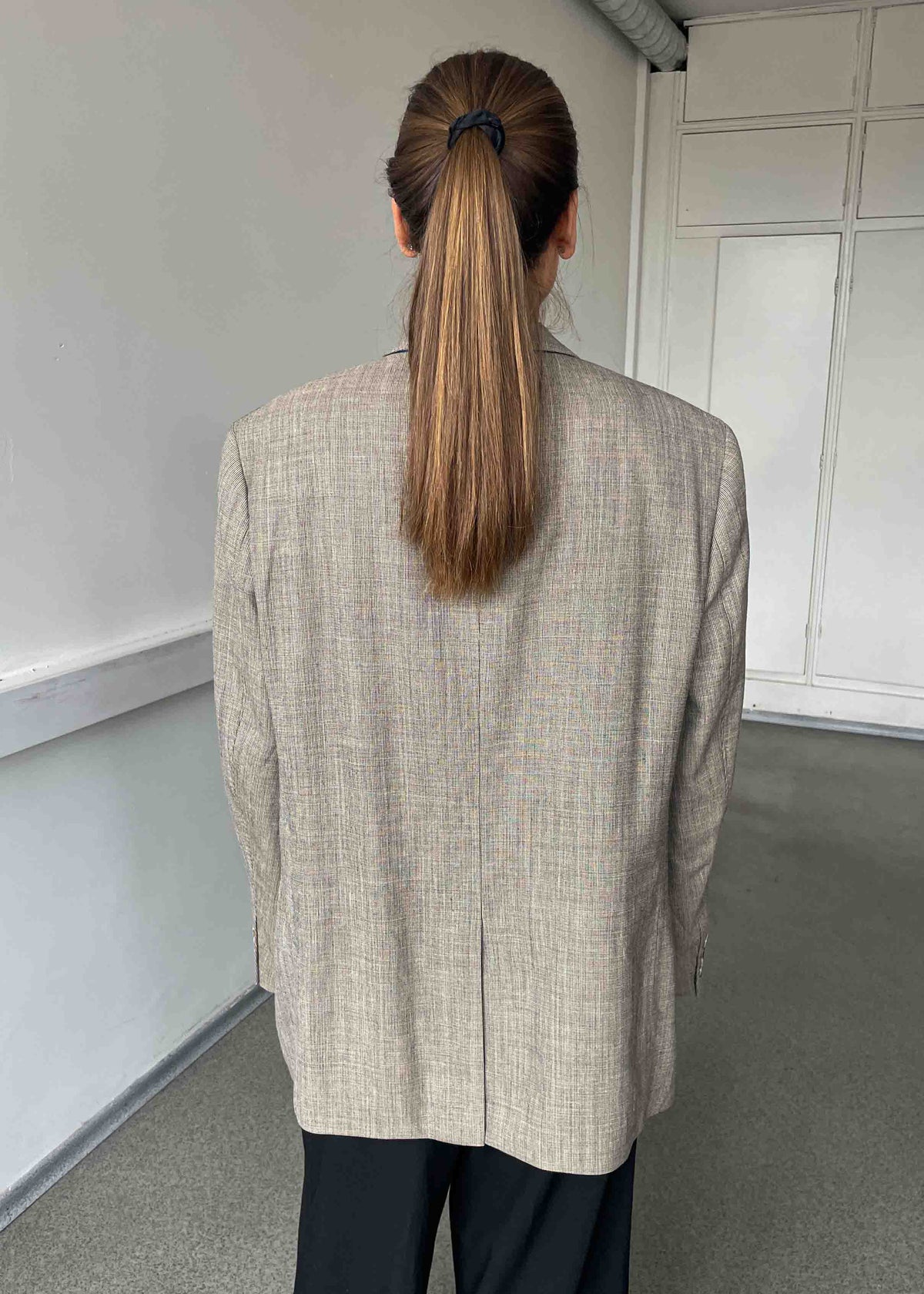 Vintage Grey Patterned Oversized Blazer