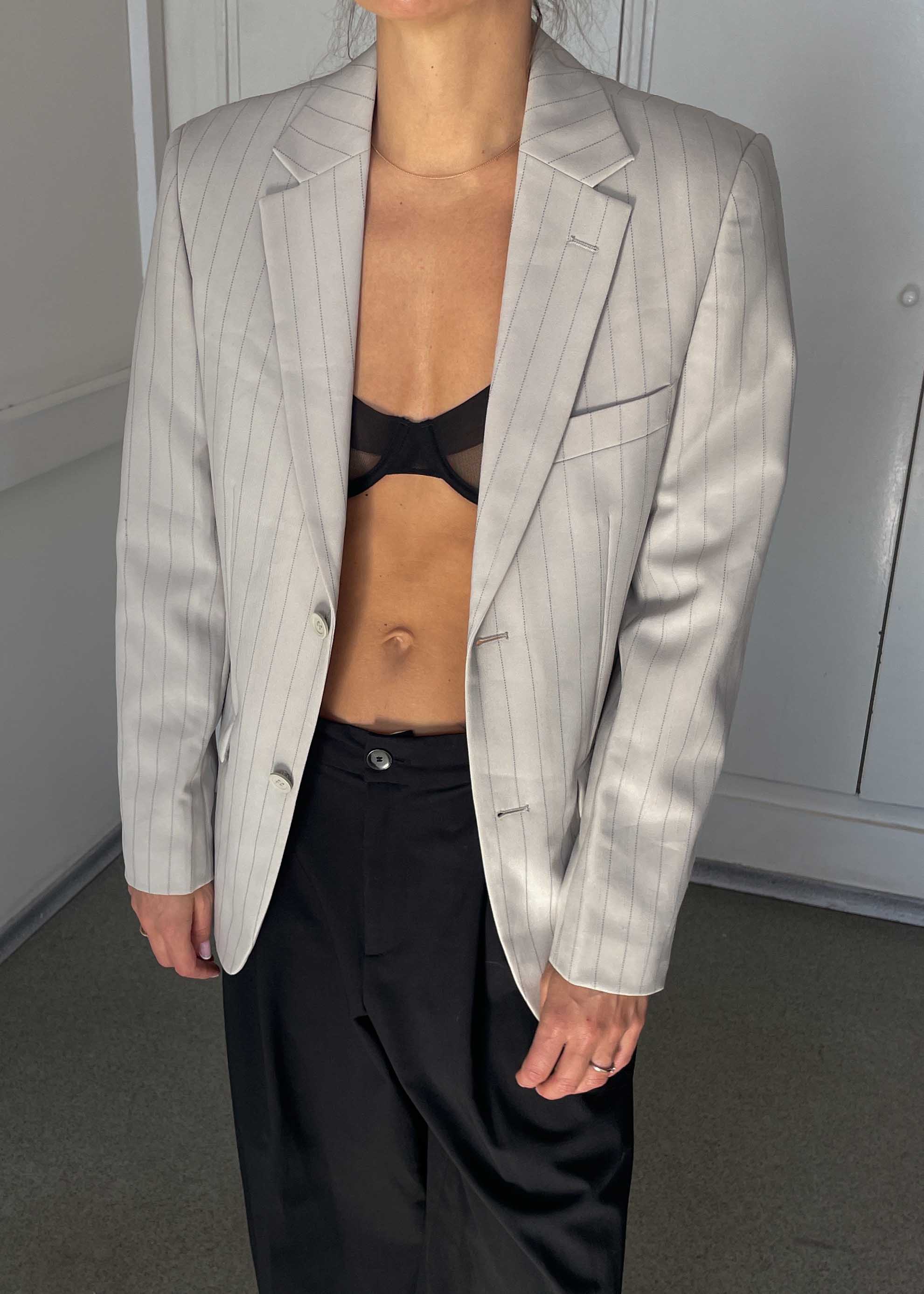 Vintage Grey Stripped Very Small Fit Blazer