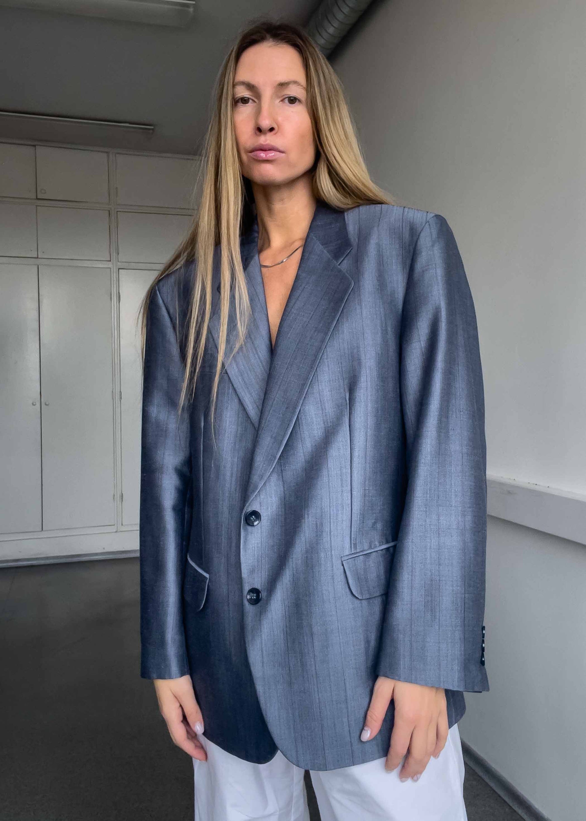 Vintage Light Blue Oversized Blazer