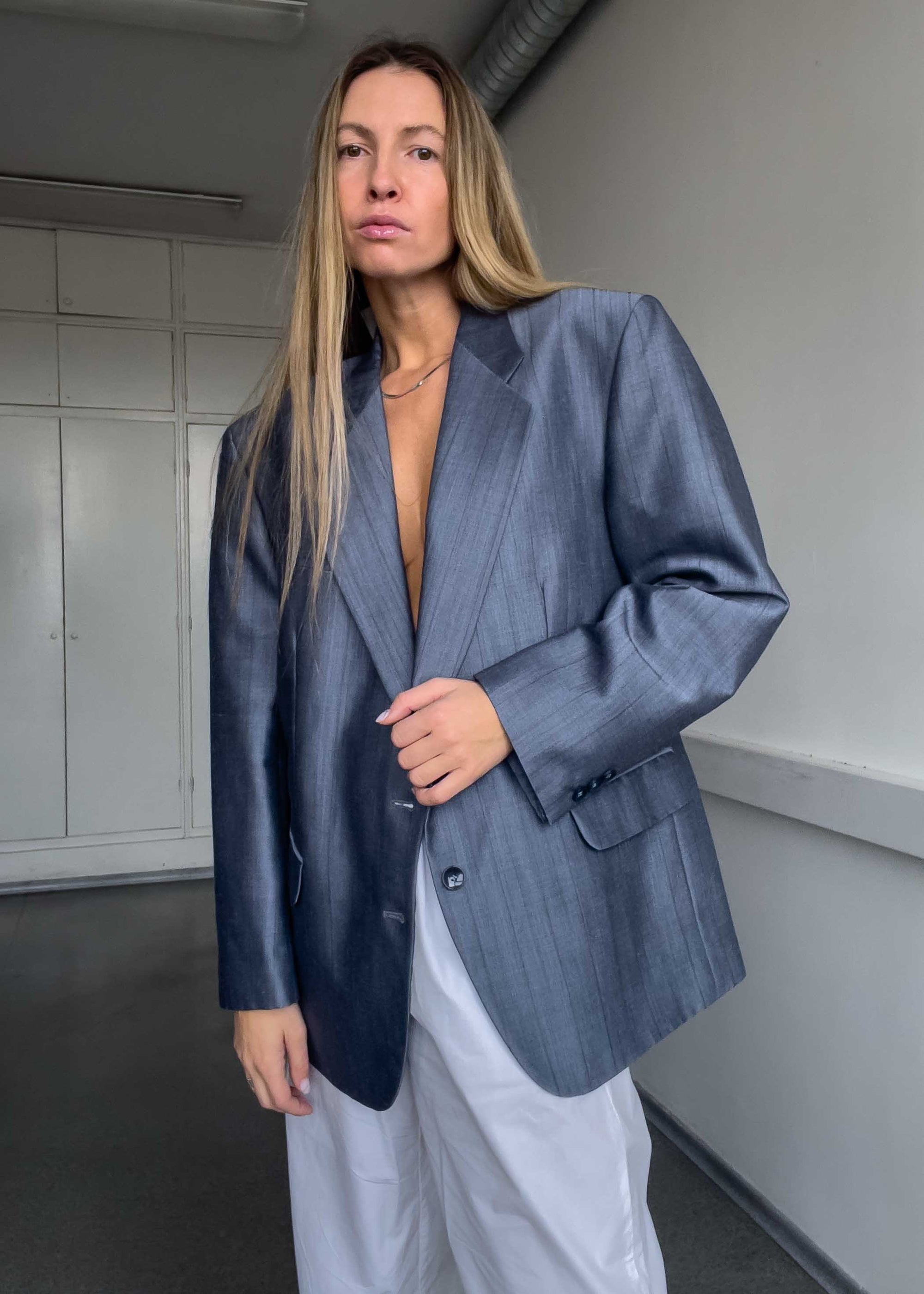 Vintage Light Blue Oversized Blazer