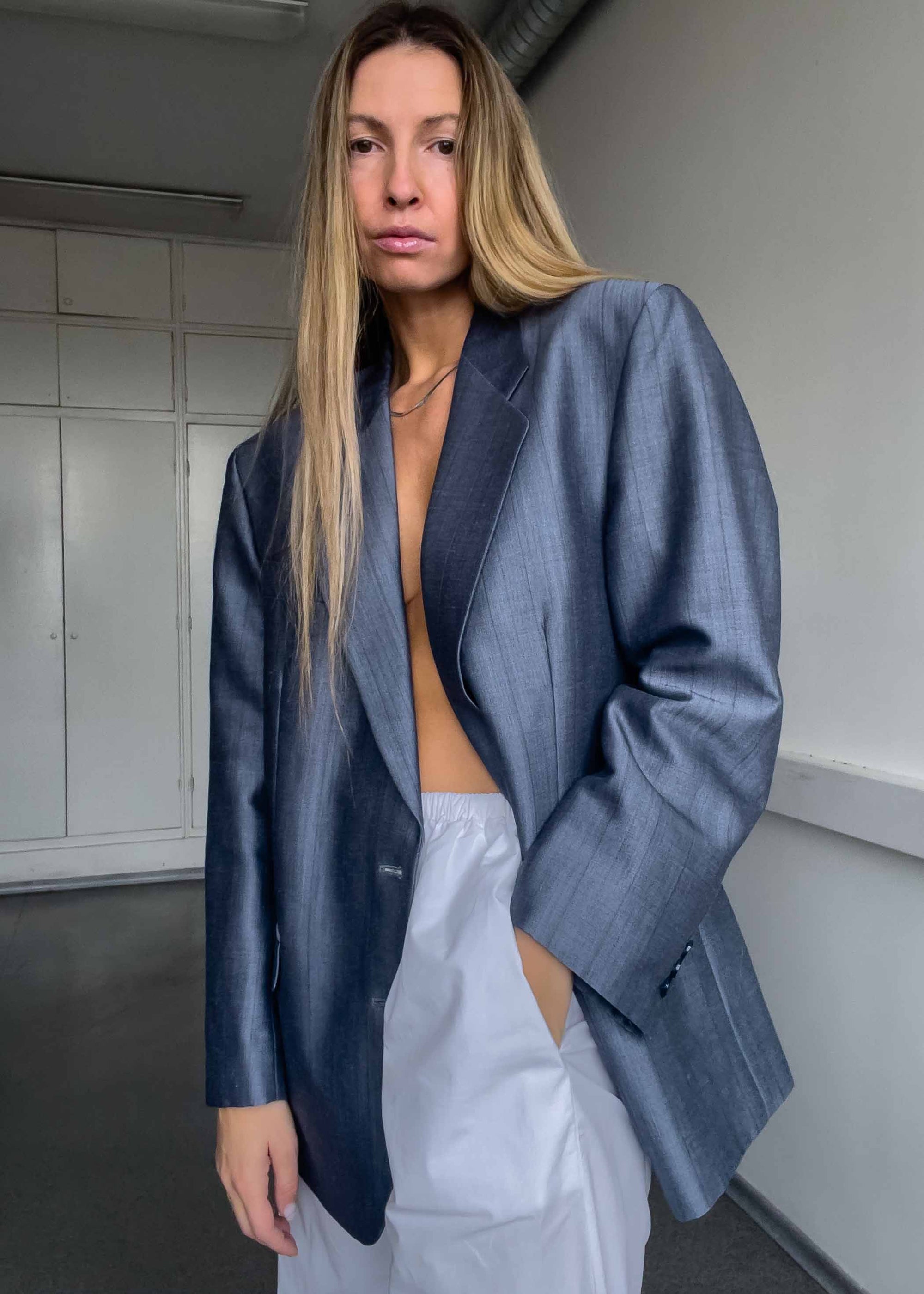 Vintage Light Blue Oversized Blazer