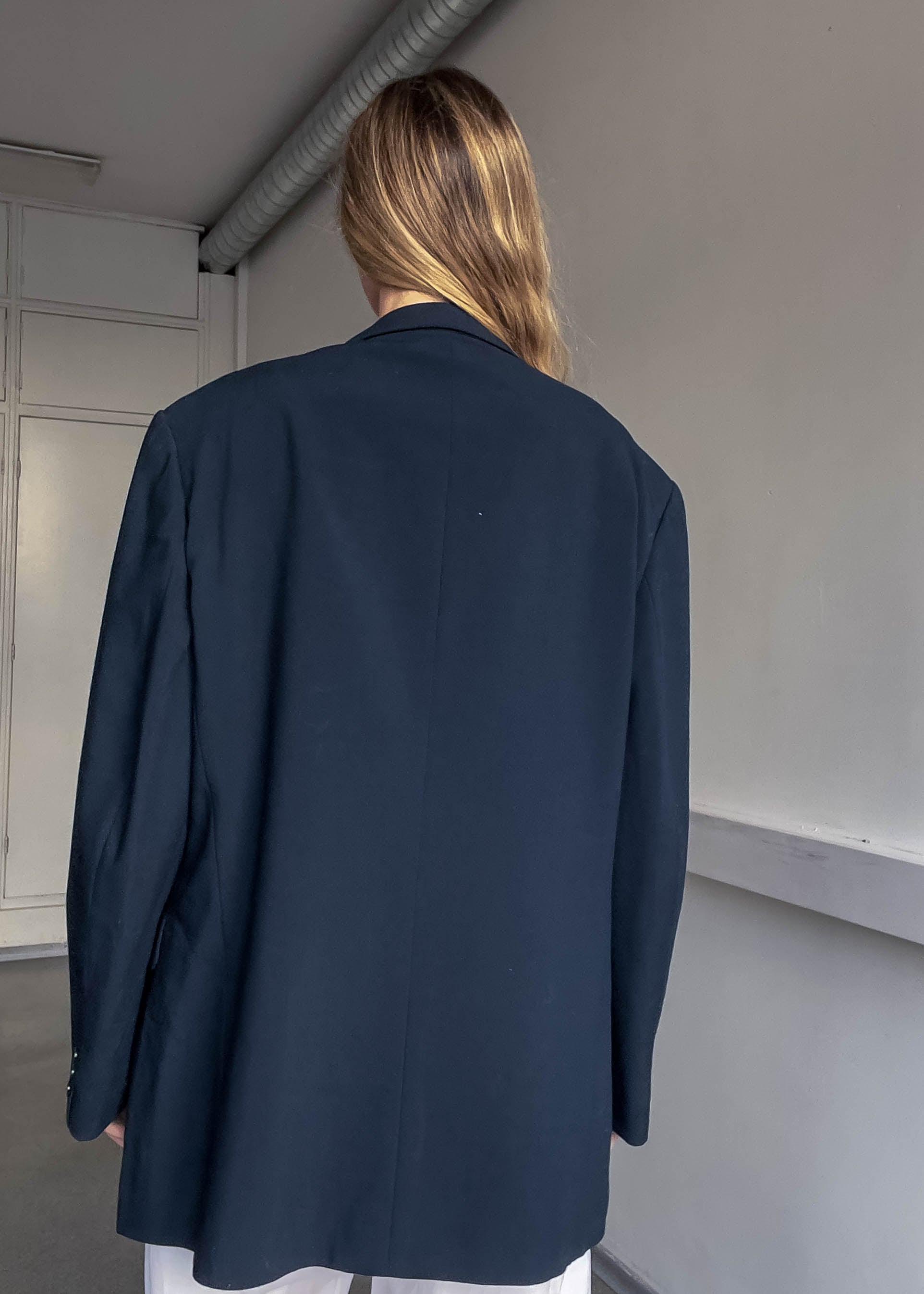 Vintage Navy Blue Oversized Blazer