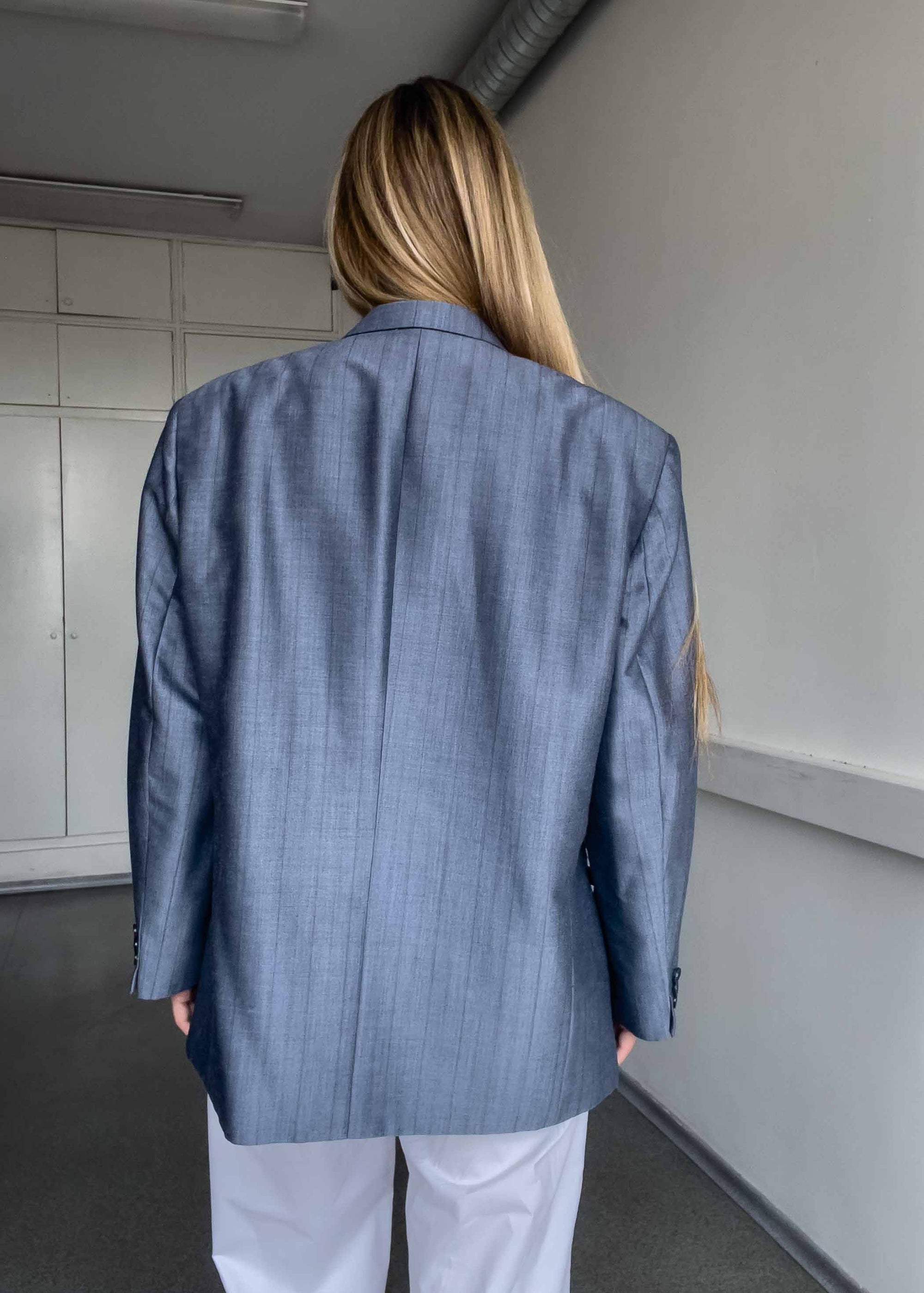 Vintage Light Blue Oversized Blazer