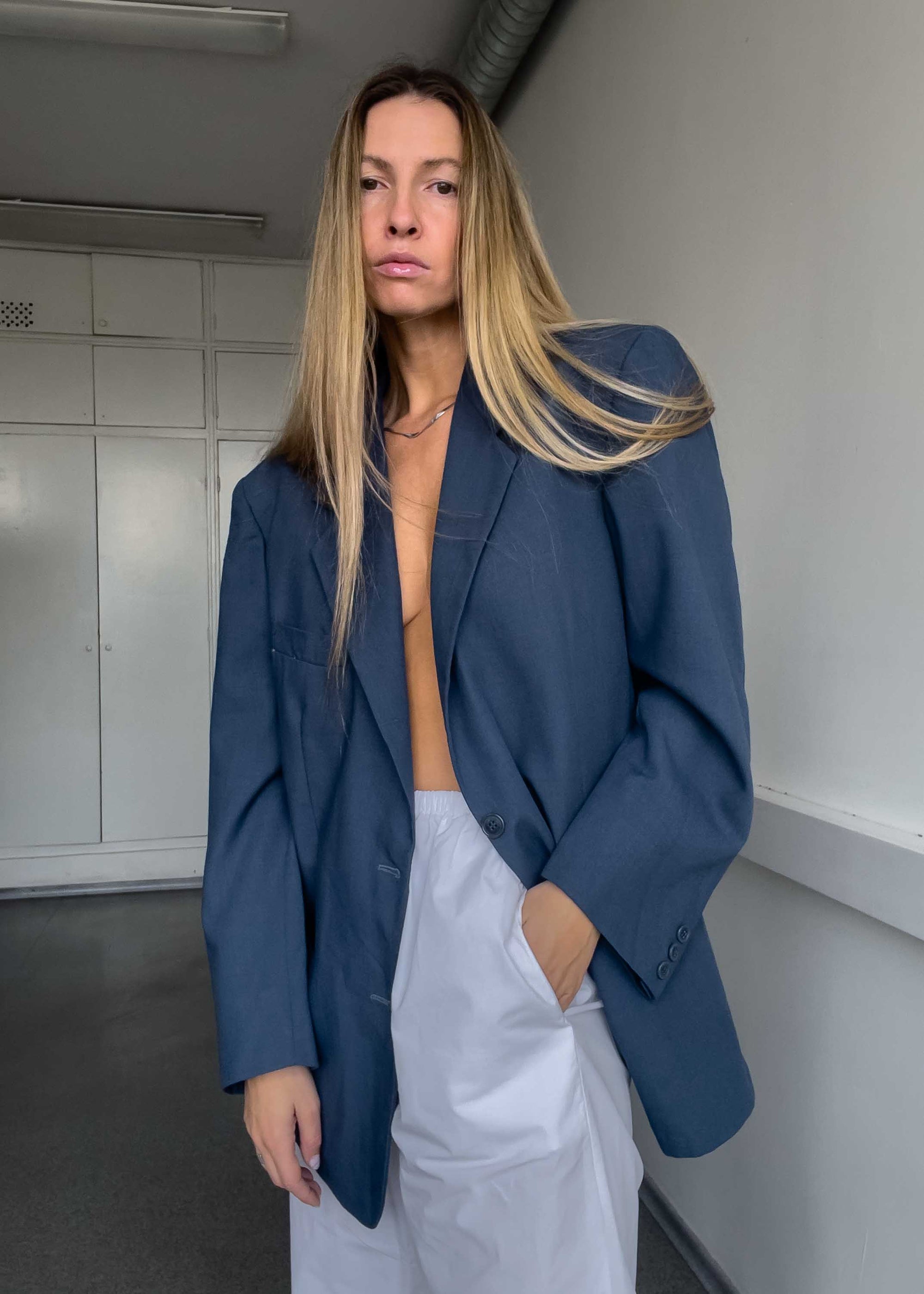 Vintage Blue Oversized Blazer