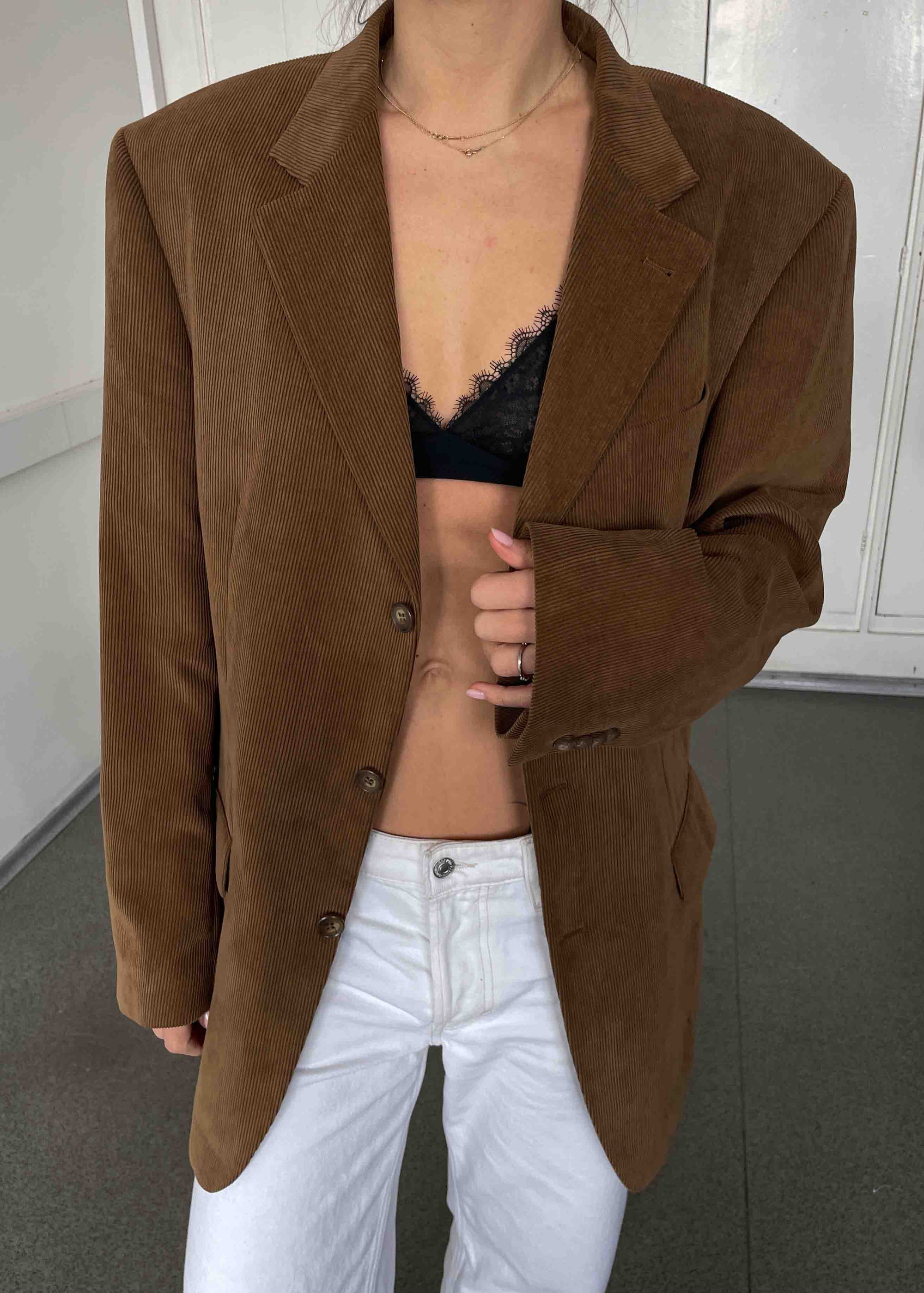 Vintage Brown Oversized Corduroy Blazer