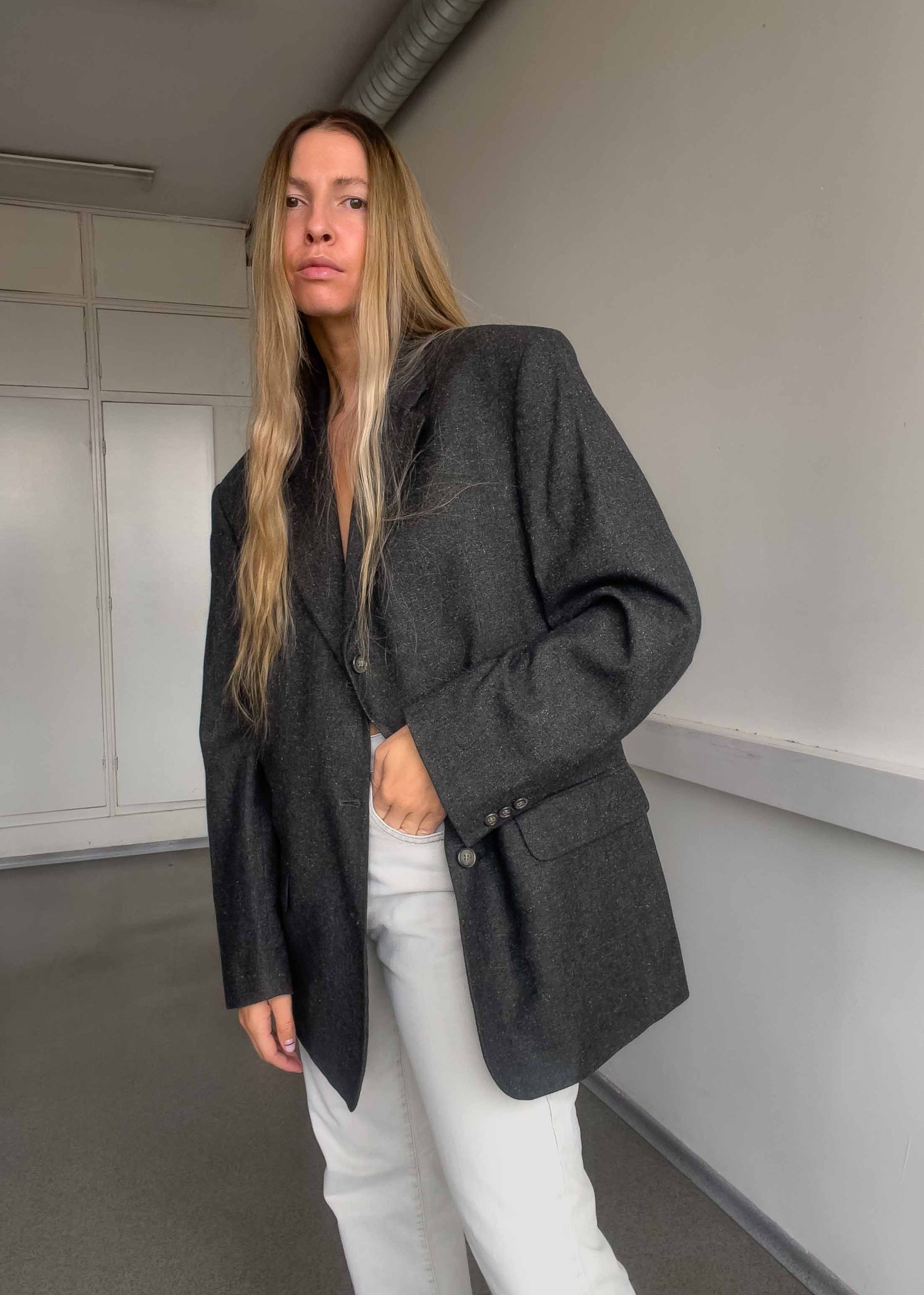 Vintage Grey/Khaki Oversized Blazer