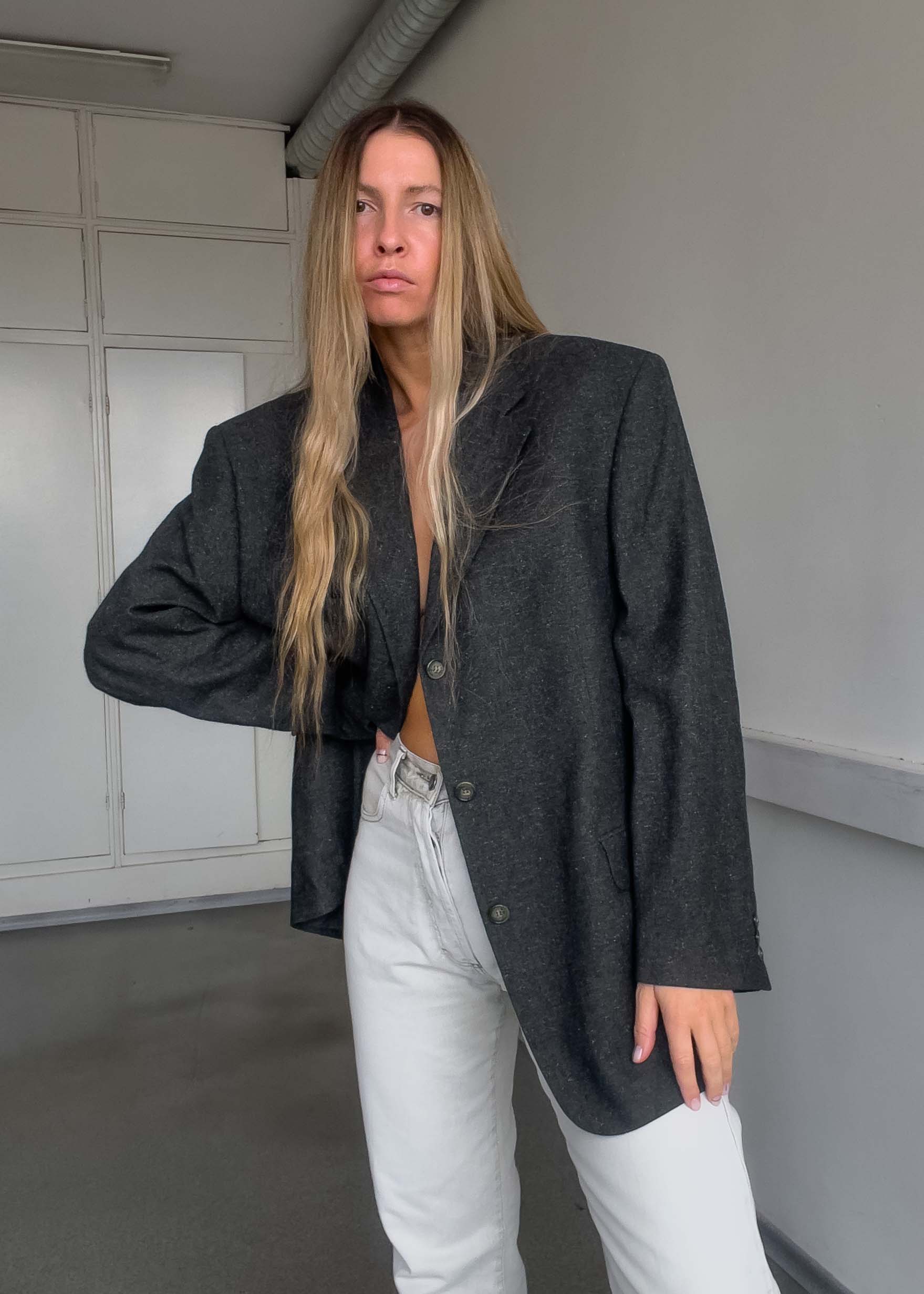 Vintage Grey/Khaki Oversized Blazer