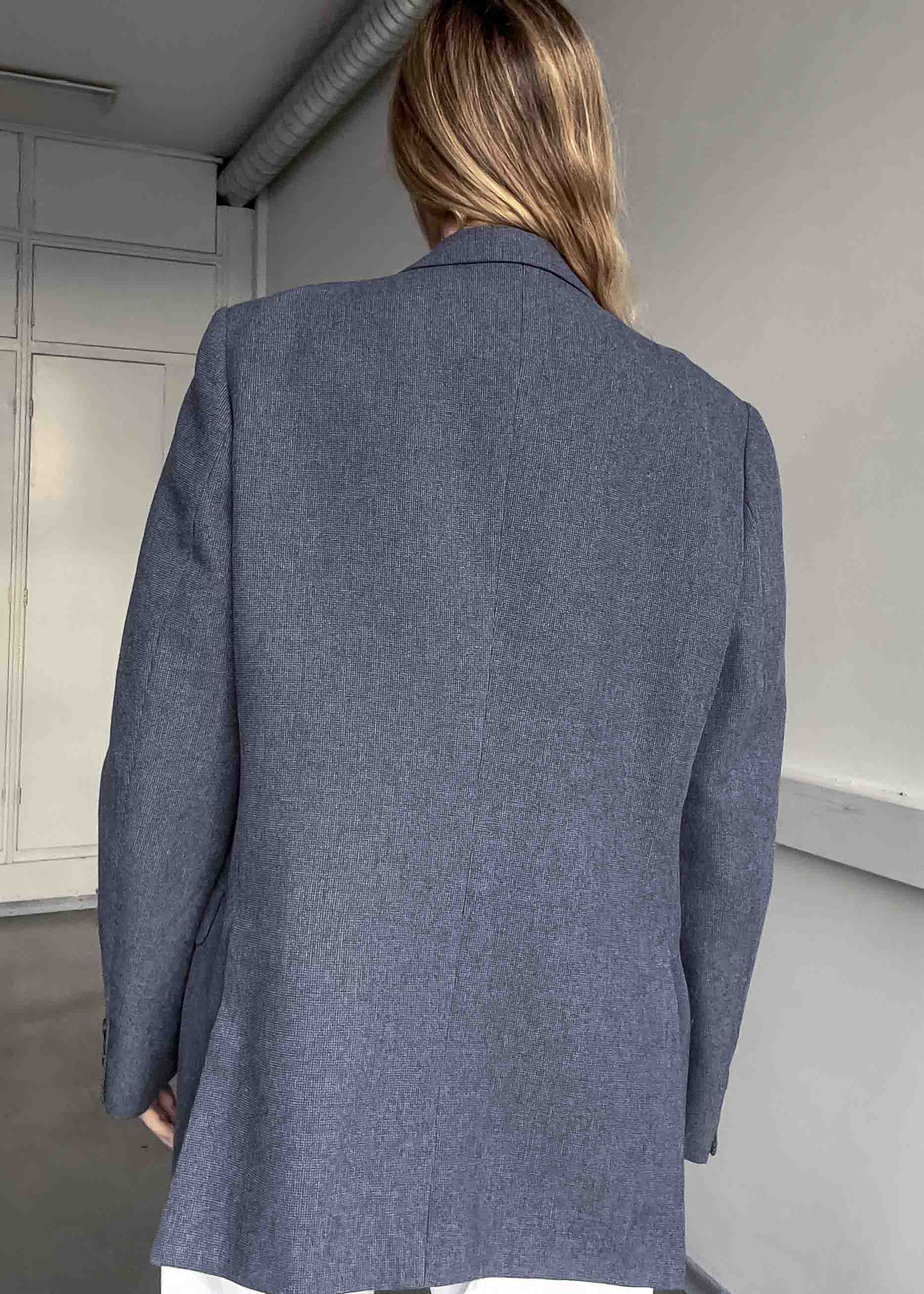 Vintage Blue Patterned Oversized Blazer