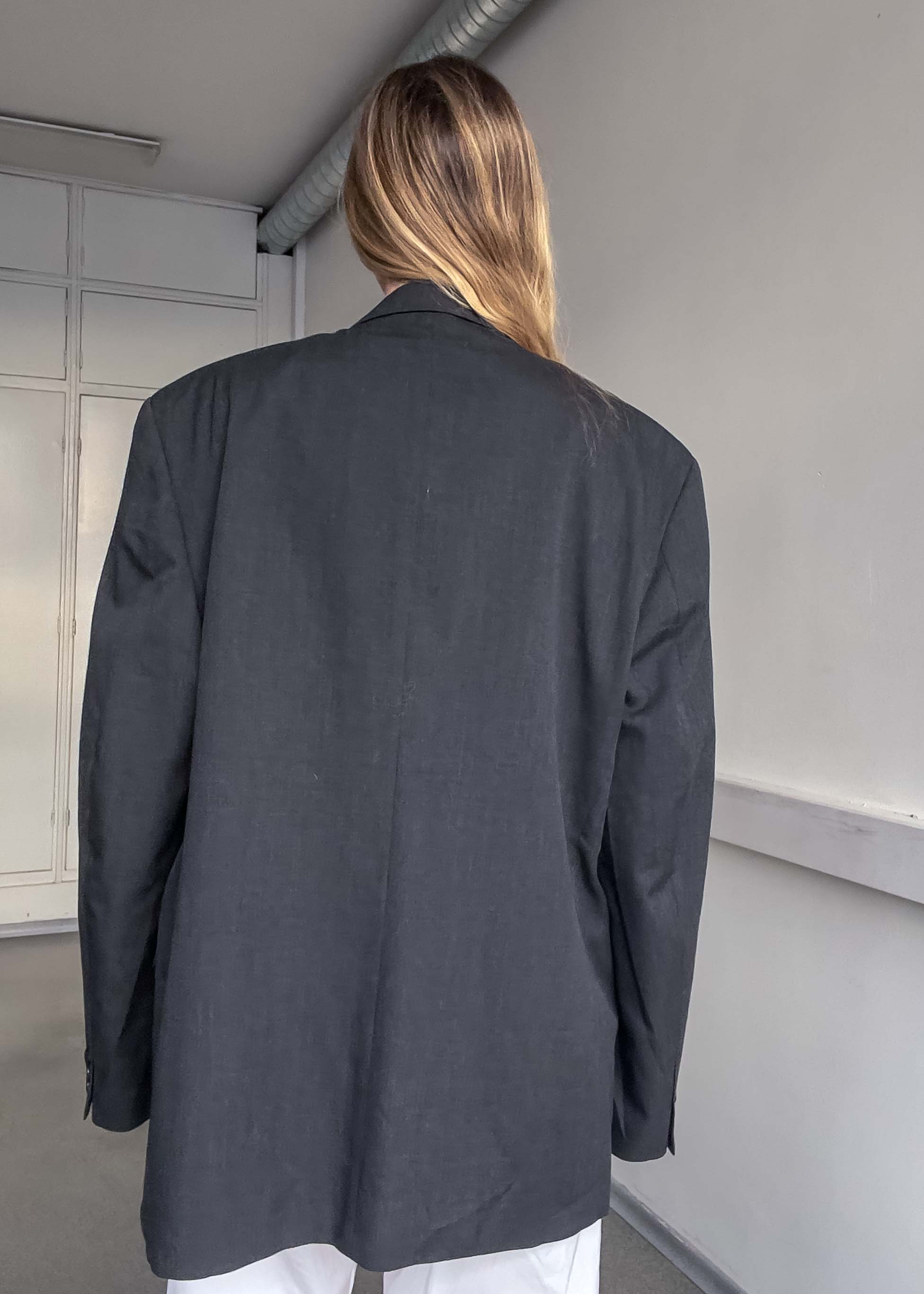 Vintage Grey Oversized Double Breasted Blazer