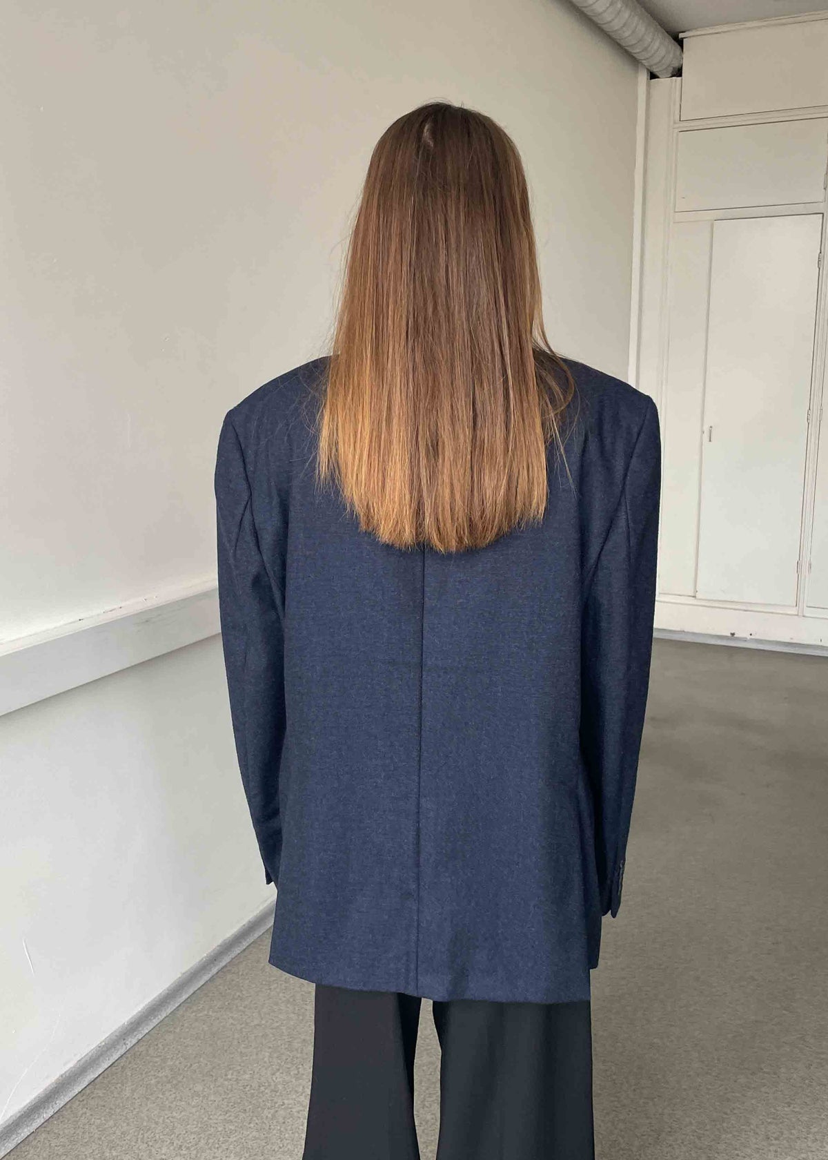 Vintage Blue Oversized Brushed Wool Blazer