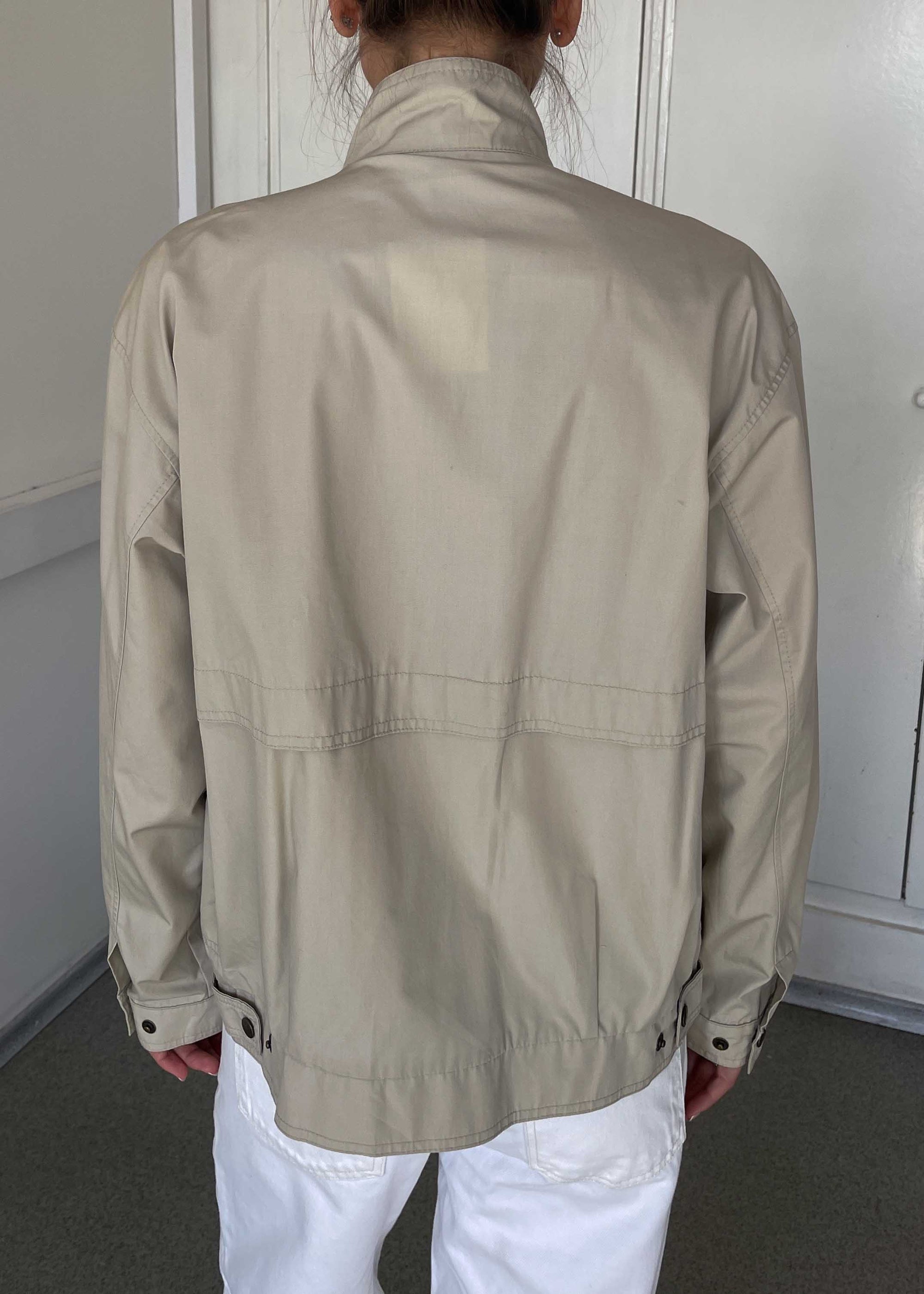 Vintage Beige Oversized Bomber Jacket