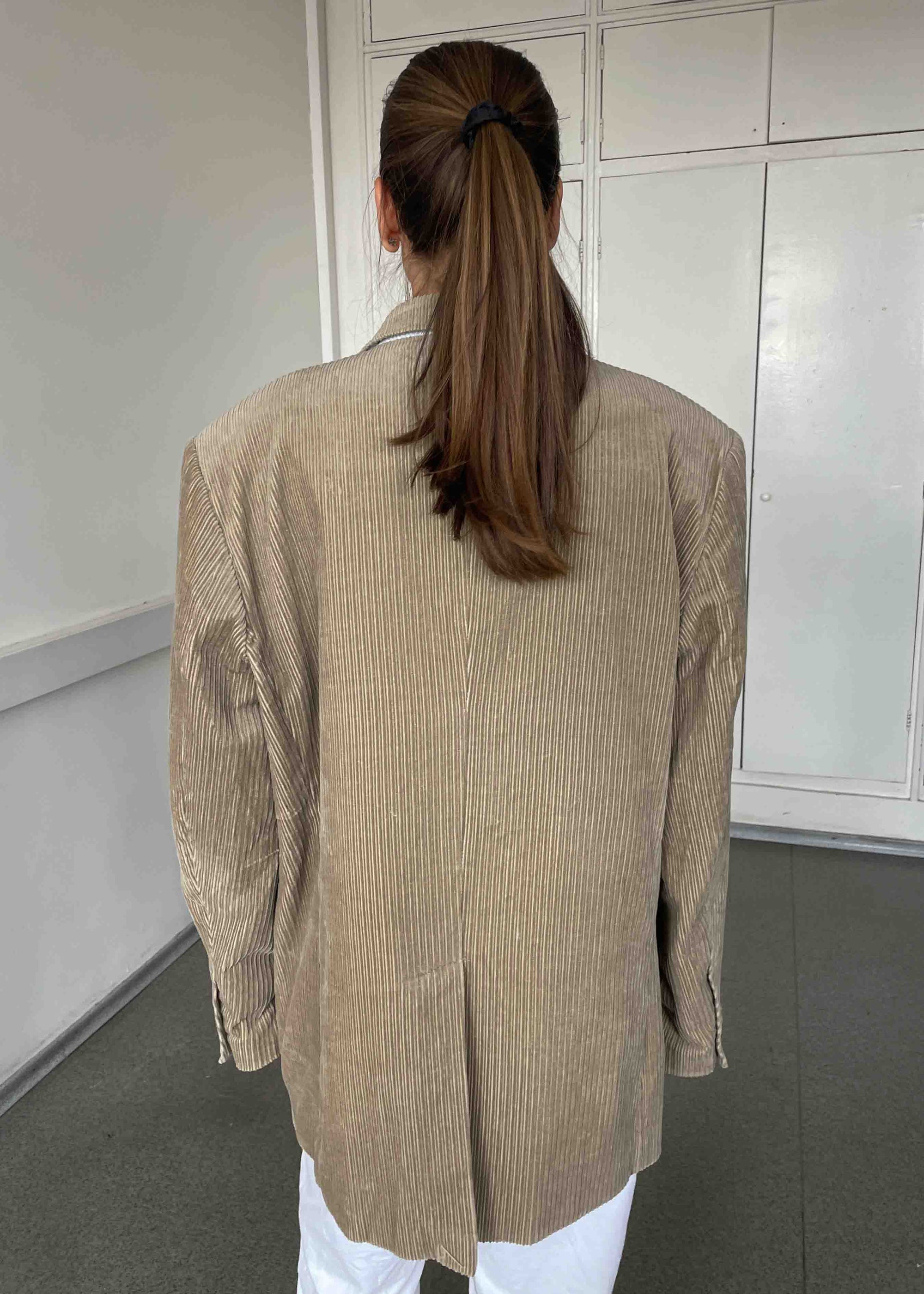 Vintage Cream Oversized Corduroy Blazer