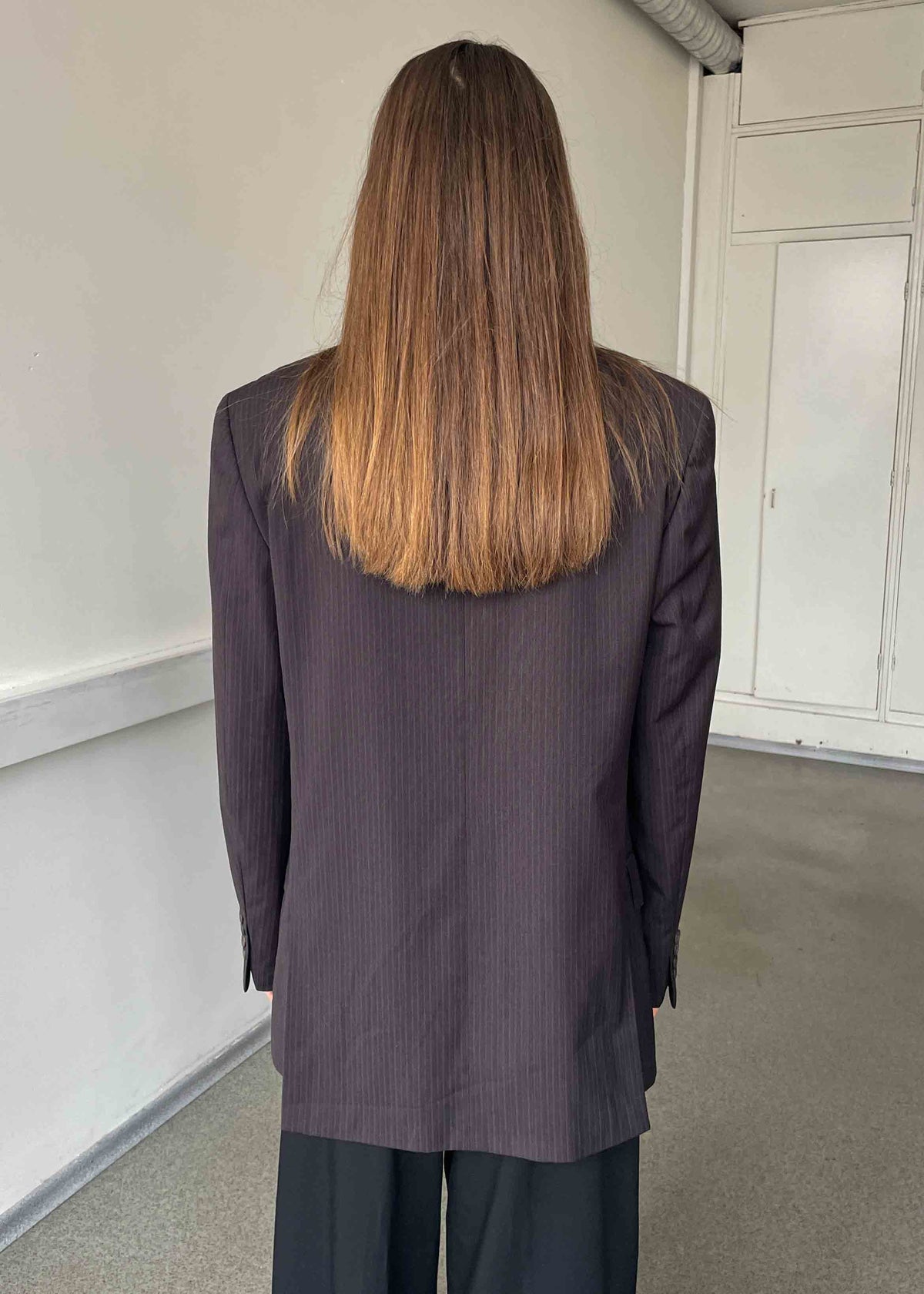Vintage Dark Brown Stripped Oversized Blazer