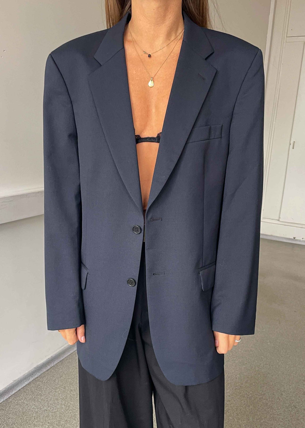 Vintage Navy Blue Oversized Blazer by TURO