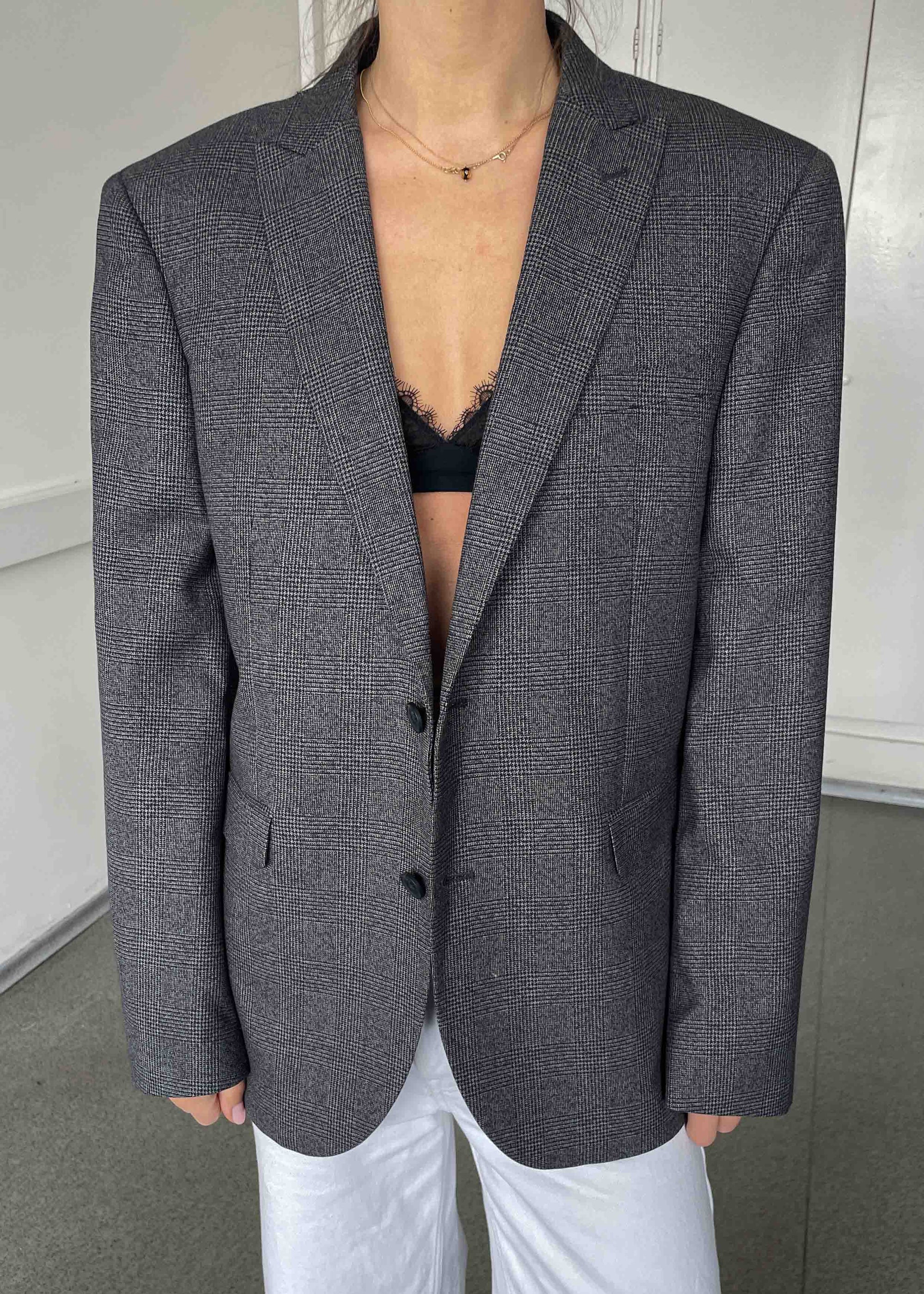 Vintage Grey Checked Smaller Fit Blazer
