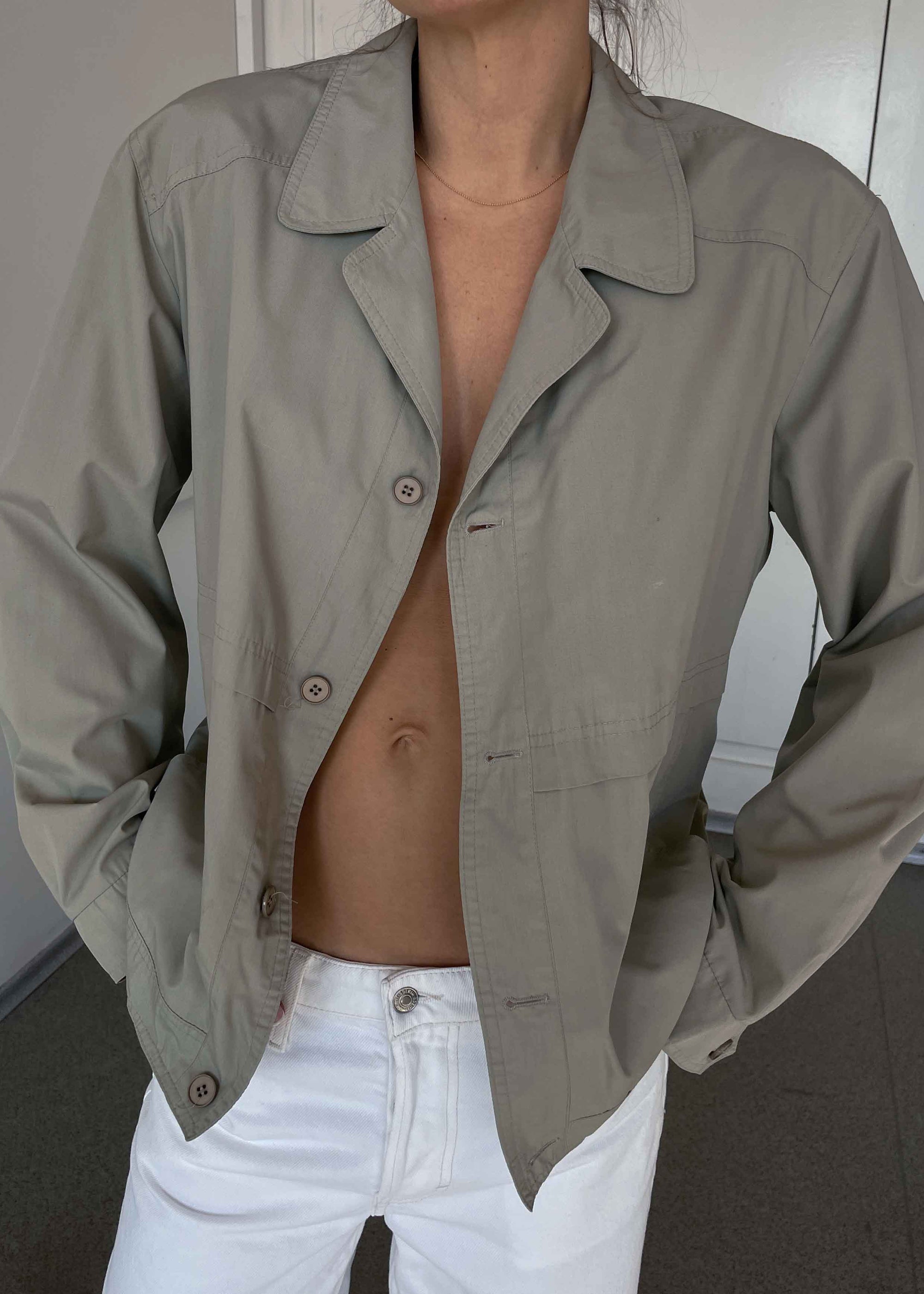 Vintage Grey Oversized Bomber Jacket