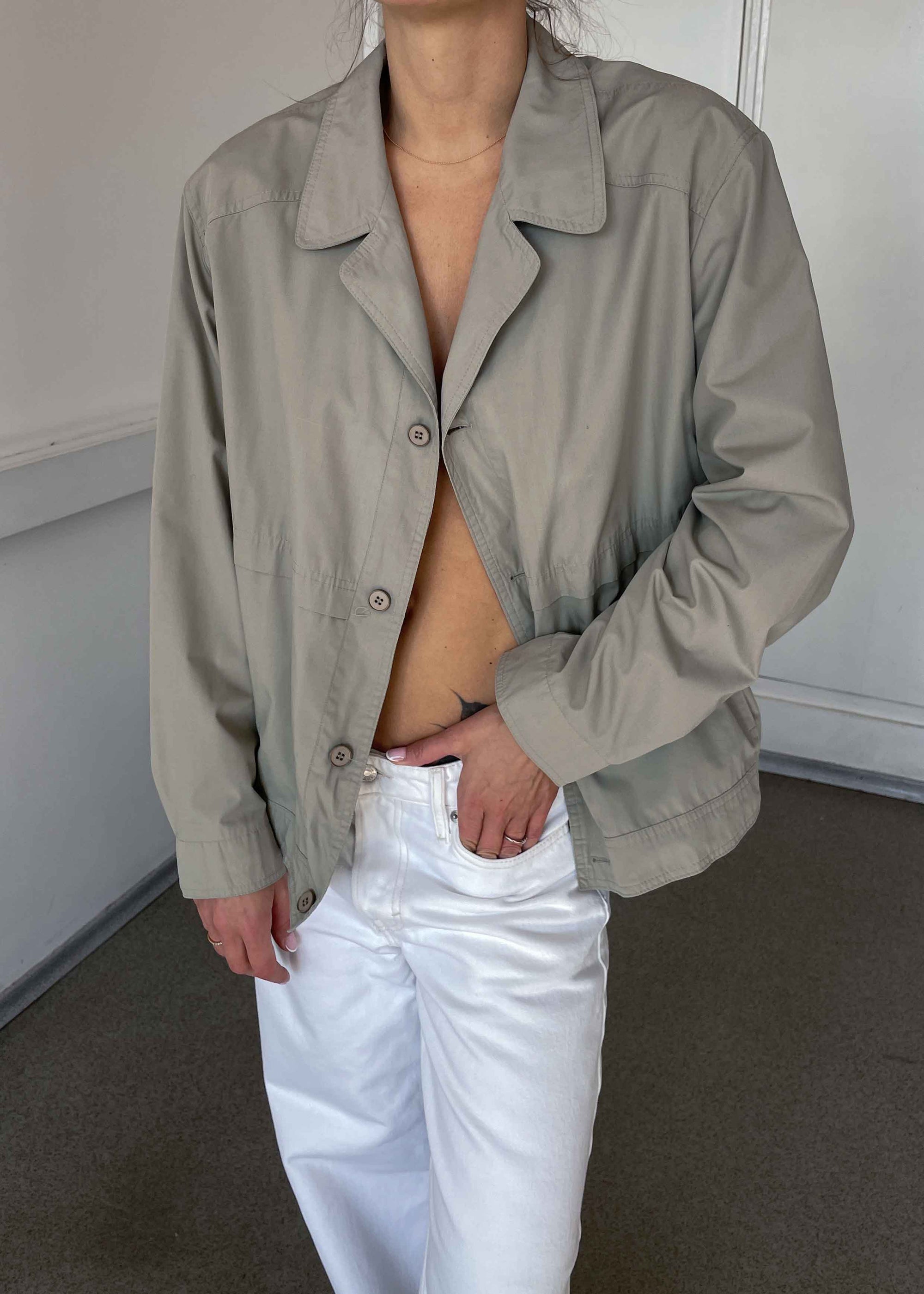 Vintage Grey Oversized Bomber Jacket