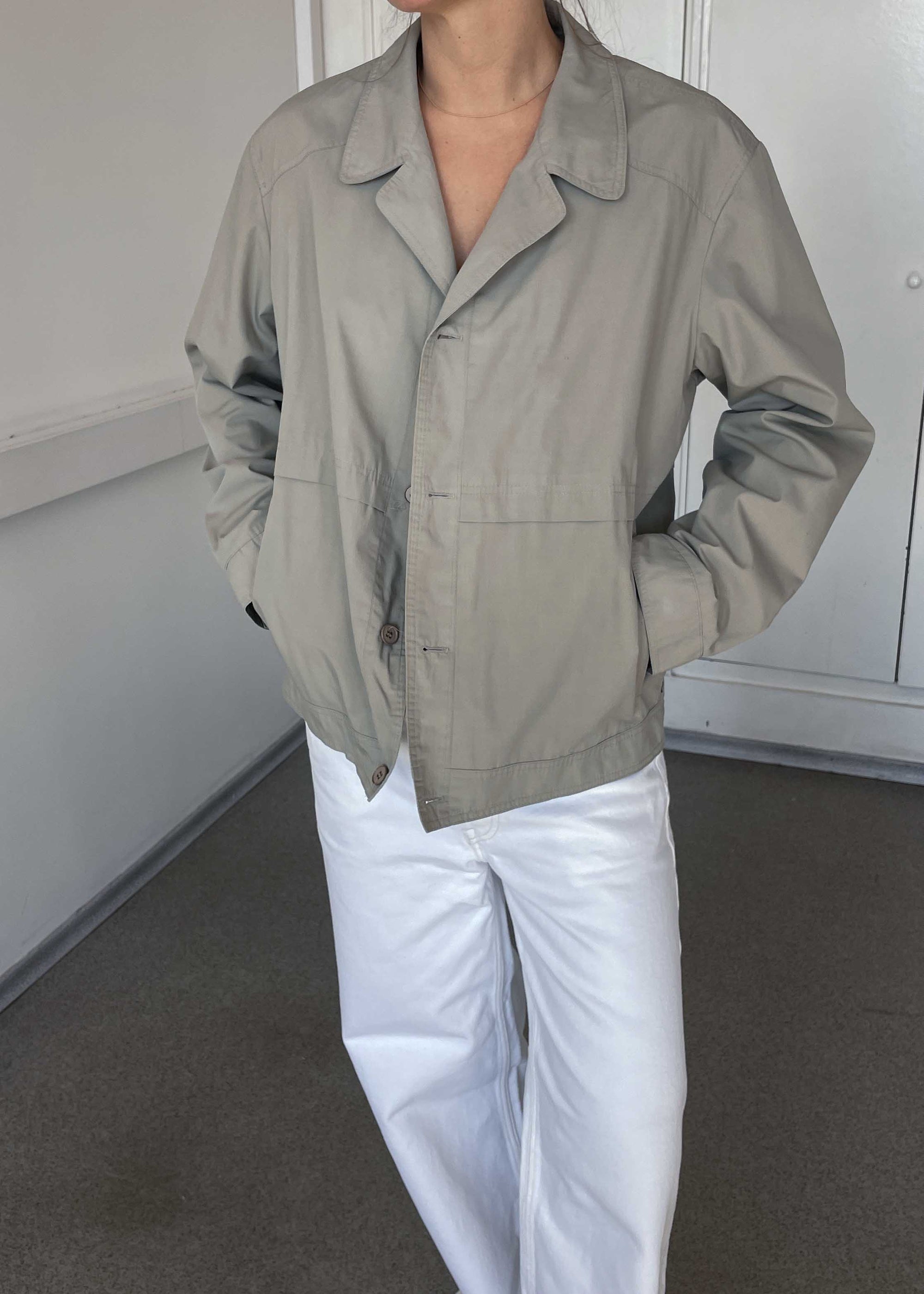 Vintage Grey Oversized Bomber Jacket