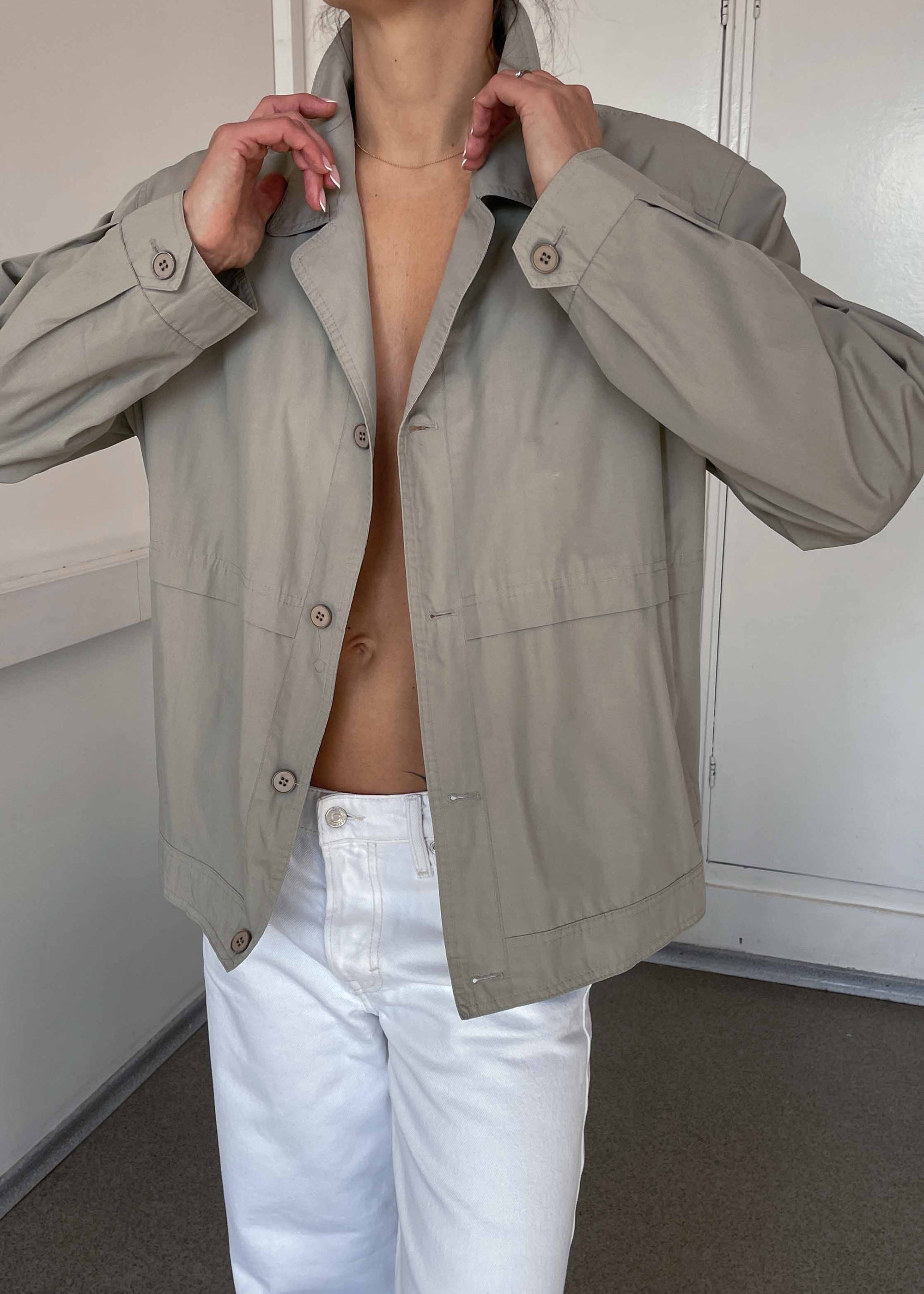 Vintage Grey Oversized Bomber Jacket