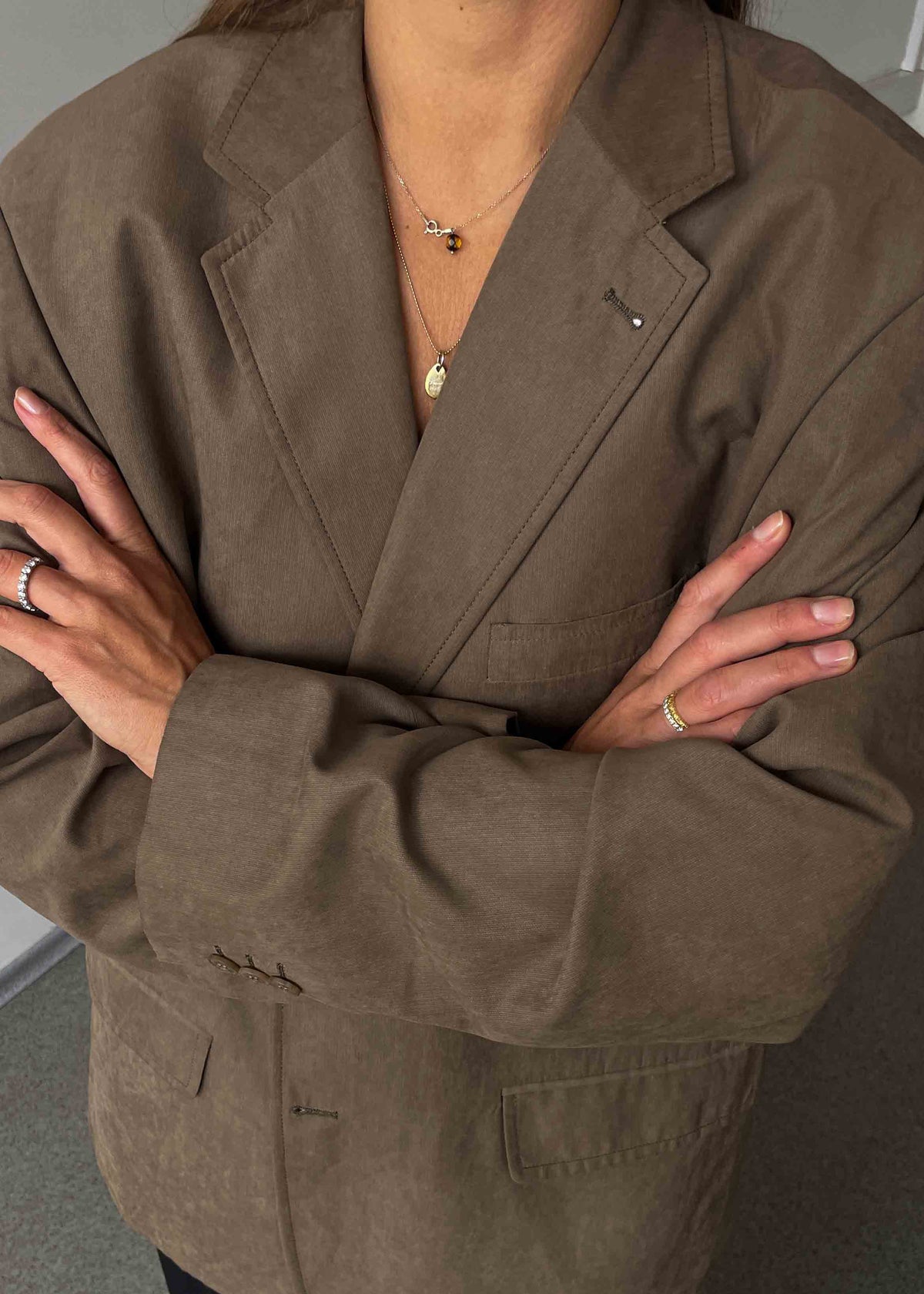 Vintage Brown Oversized Velvet Blazer