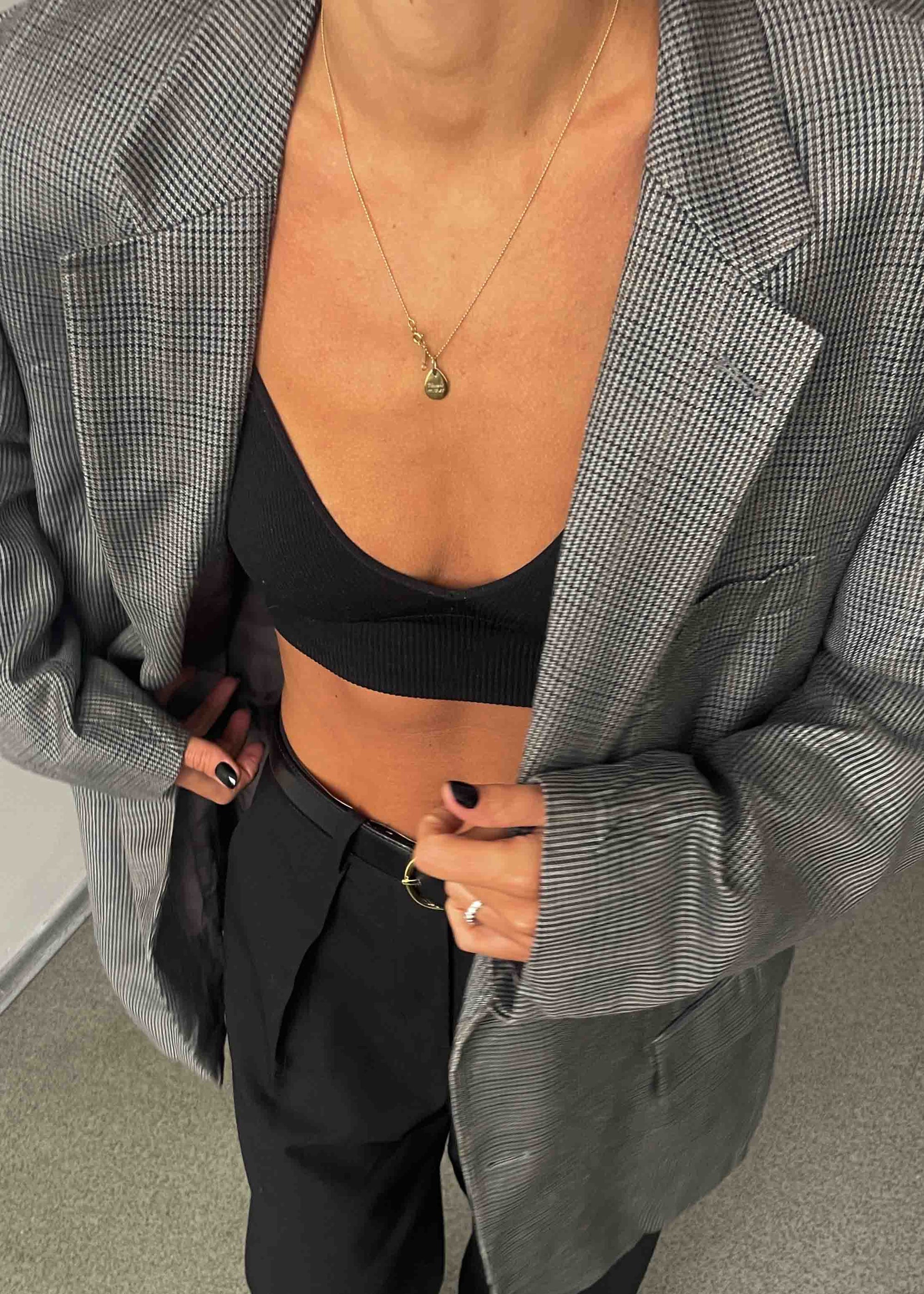 Vintage Dogtooth Print Oversized Blazer by CHAPS